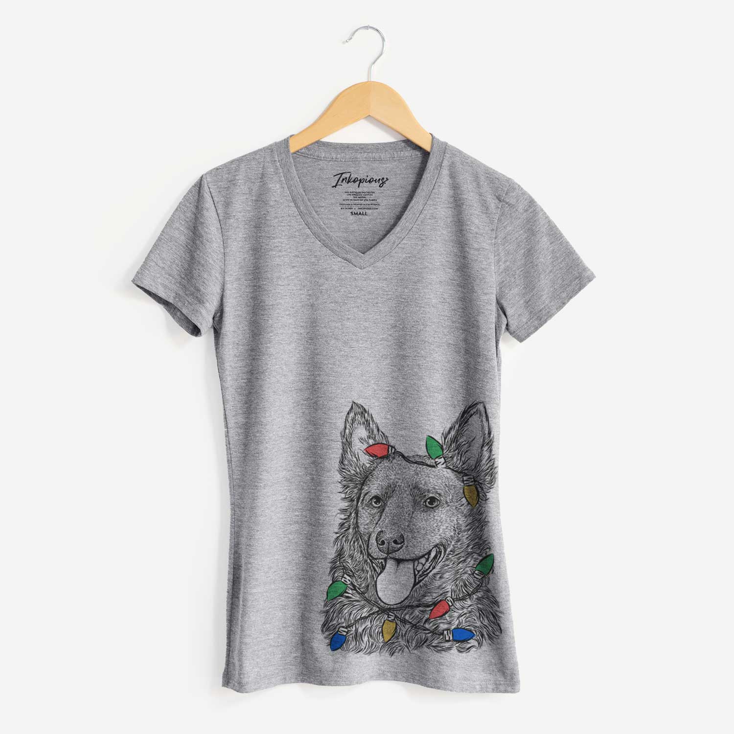 Christmas Lights Maximo the Mudi - Women's V-neck Shirt