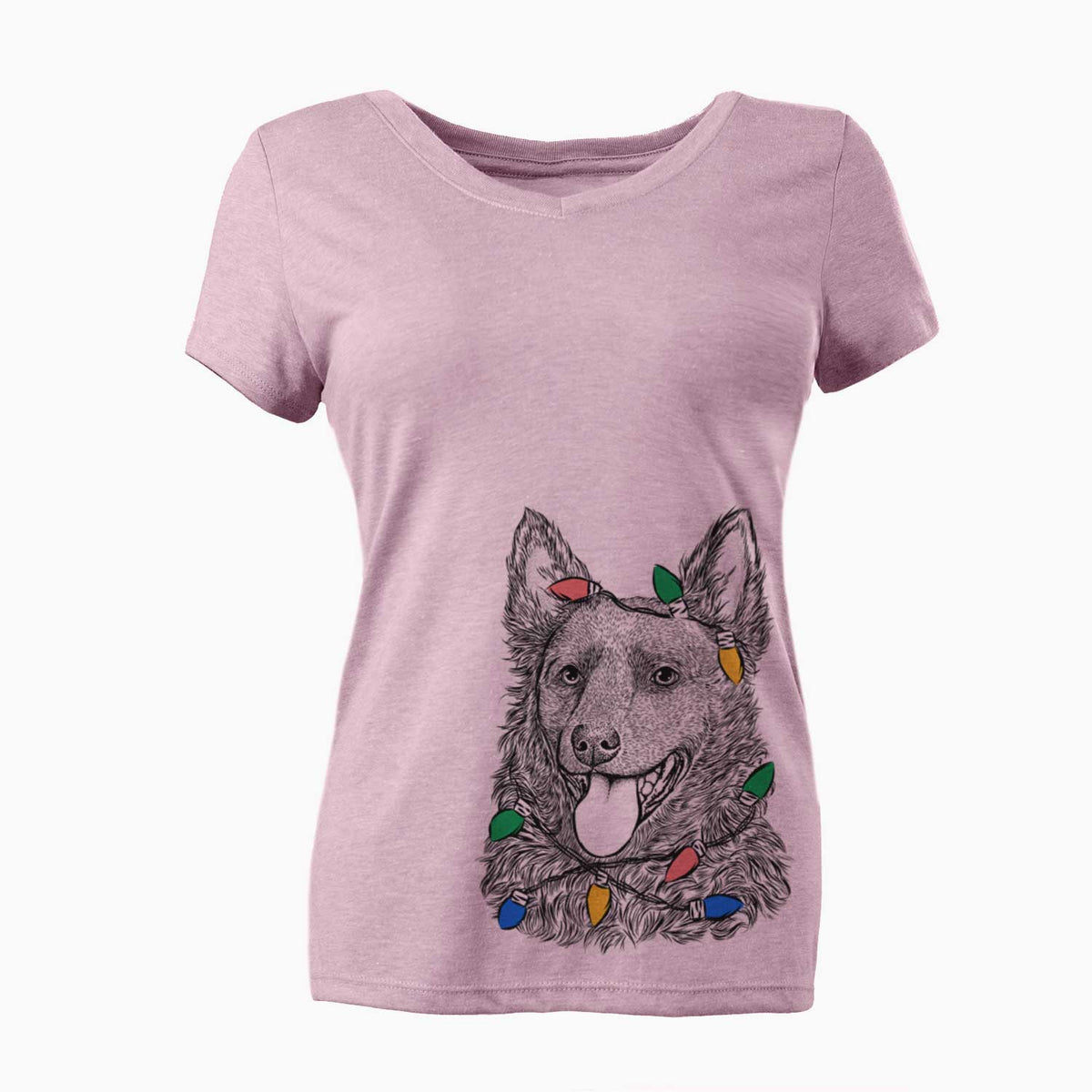 Christmas Lights Maximo the Mudi - Women's V-neck Shirt