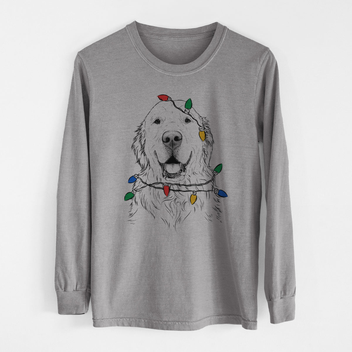 Christmas Lights Maximus the Golden Retriever - Heavyweight 100% Cotton Long Sleeve
