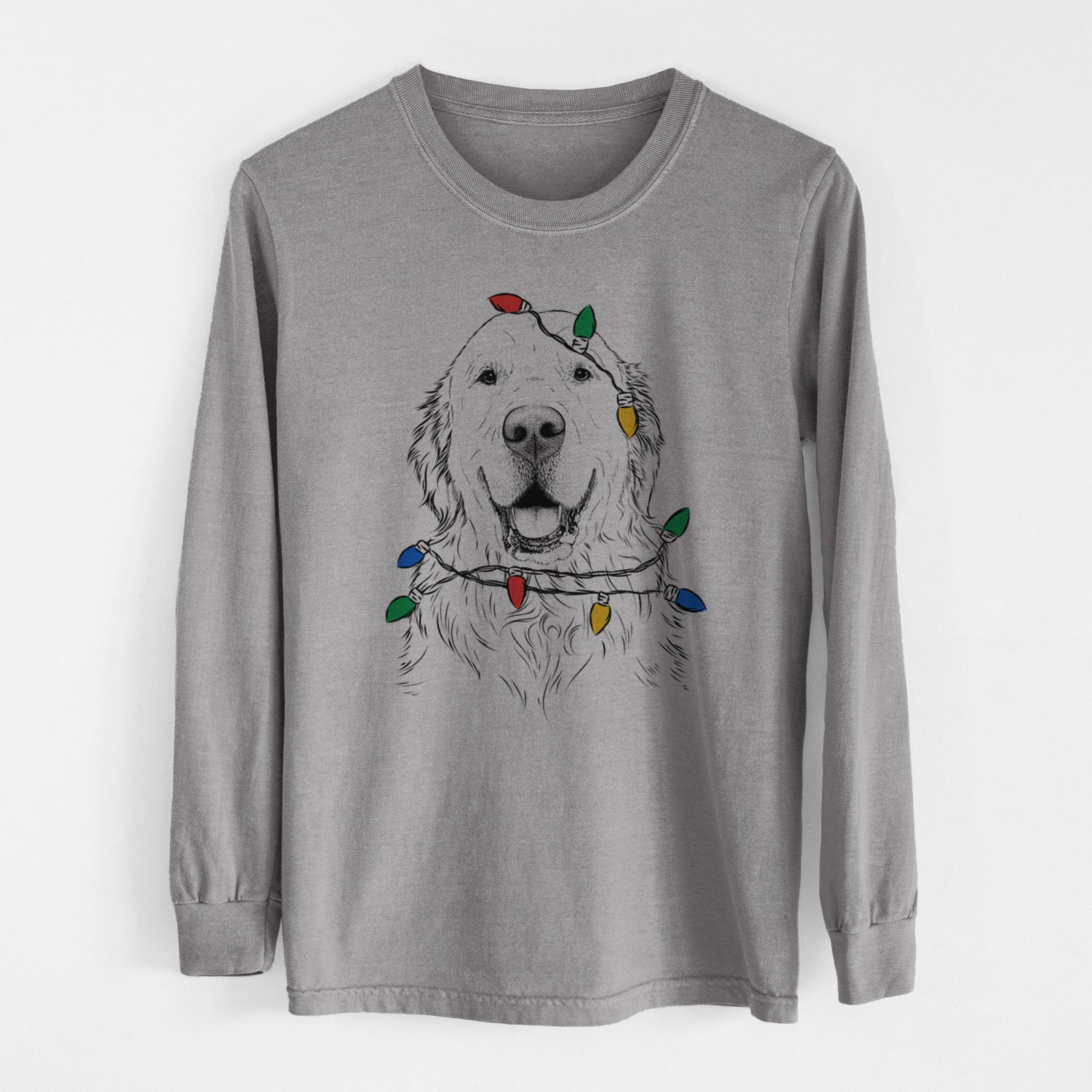Christmas Lights Maximus the Golden Retriever - Heavyweight 100% Cotton Long Sleeve