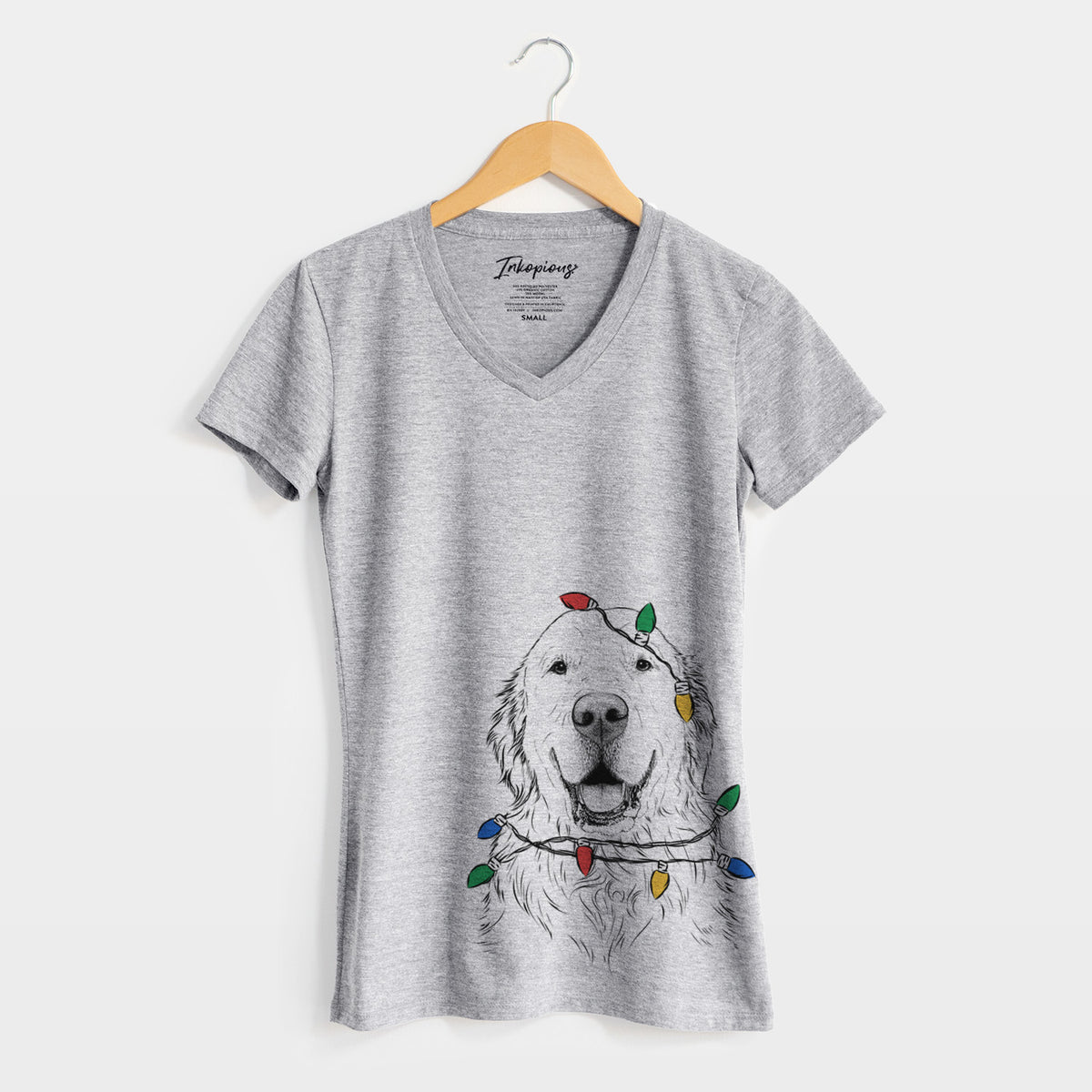 Christmas Lights Maximus the Golden Retriever - Women's Perfect V-neck Shirt