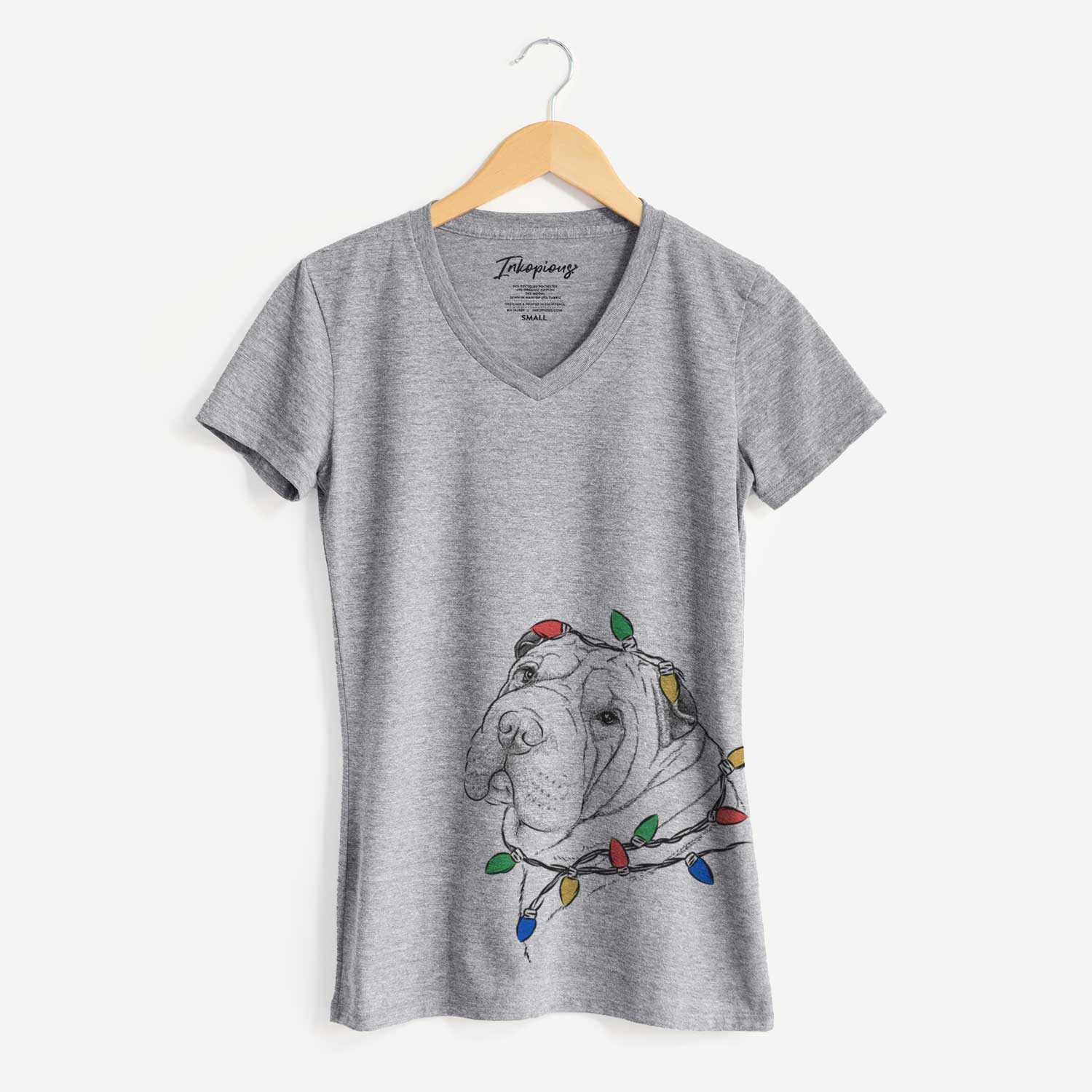 Christmas Lights Maximus the Shar Pei - Women's V-neck Shirt
