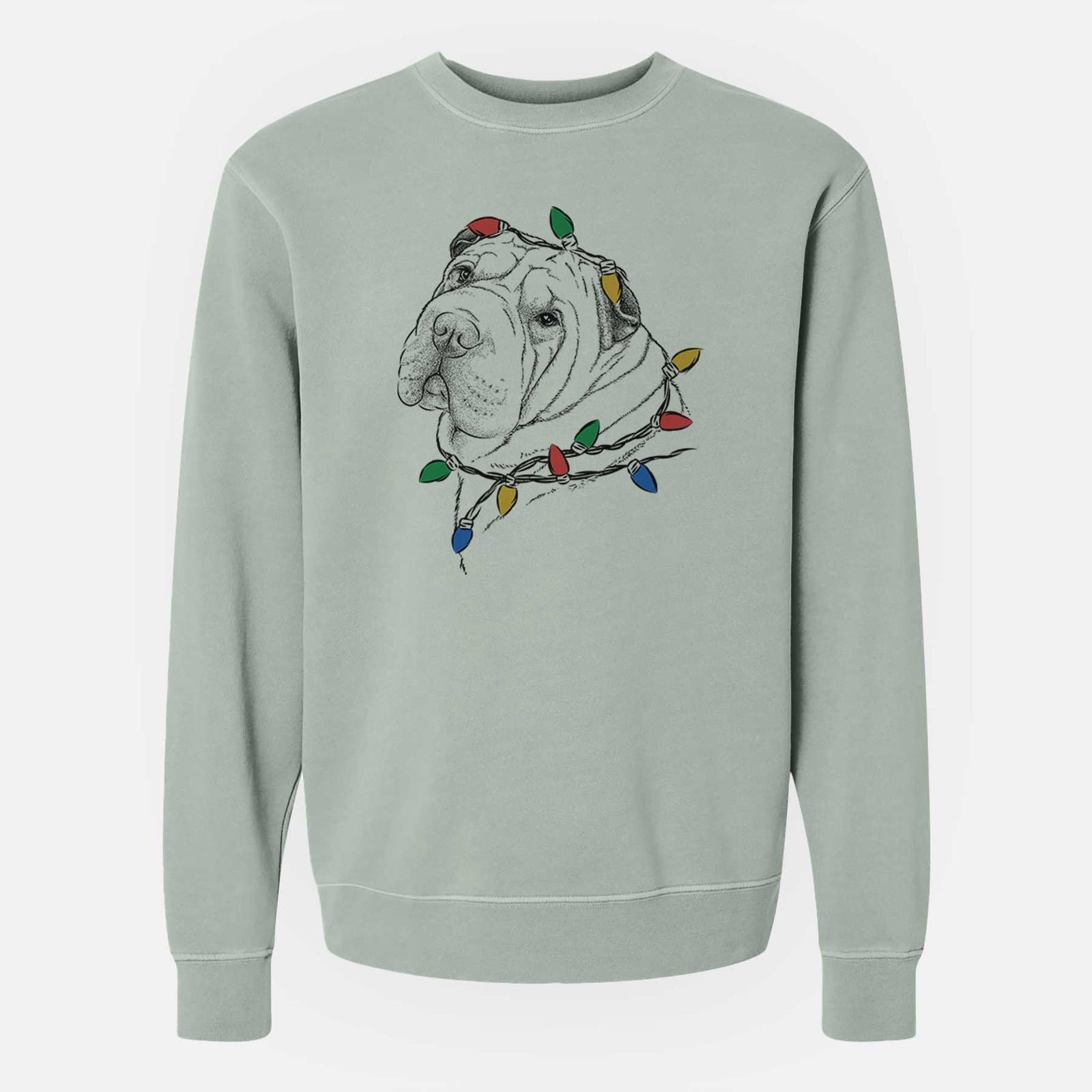 Christmas Lights Maximus the Shar Pei - Unisex Pigment Dyed Crew Sweatshirt