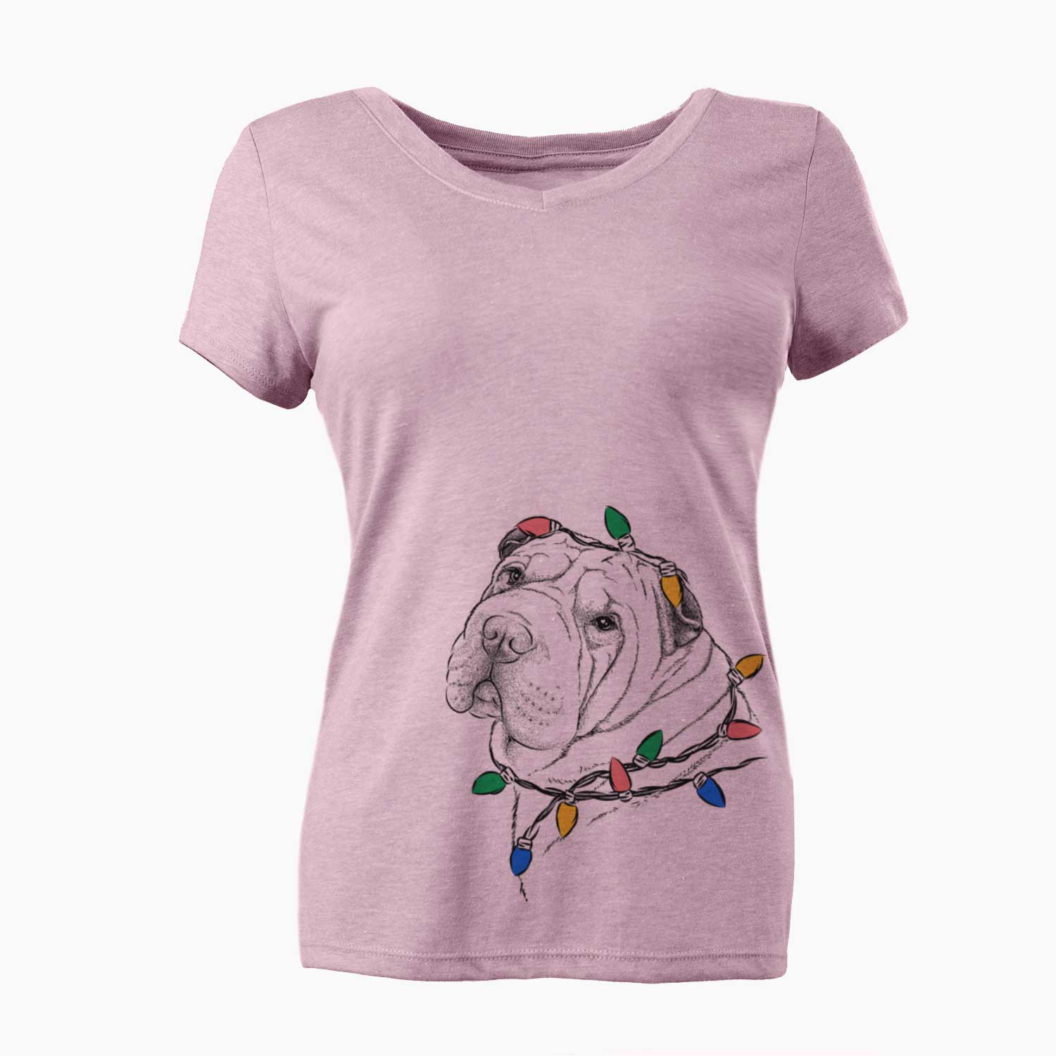 Christmas Lights Maximus the Shar Pei - Women's V-neck Shirt