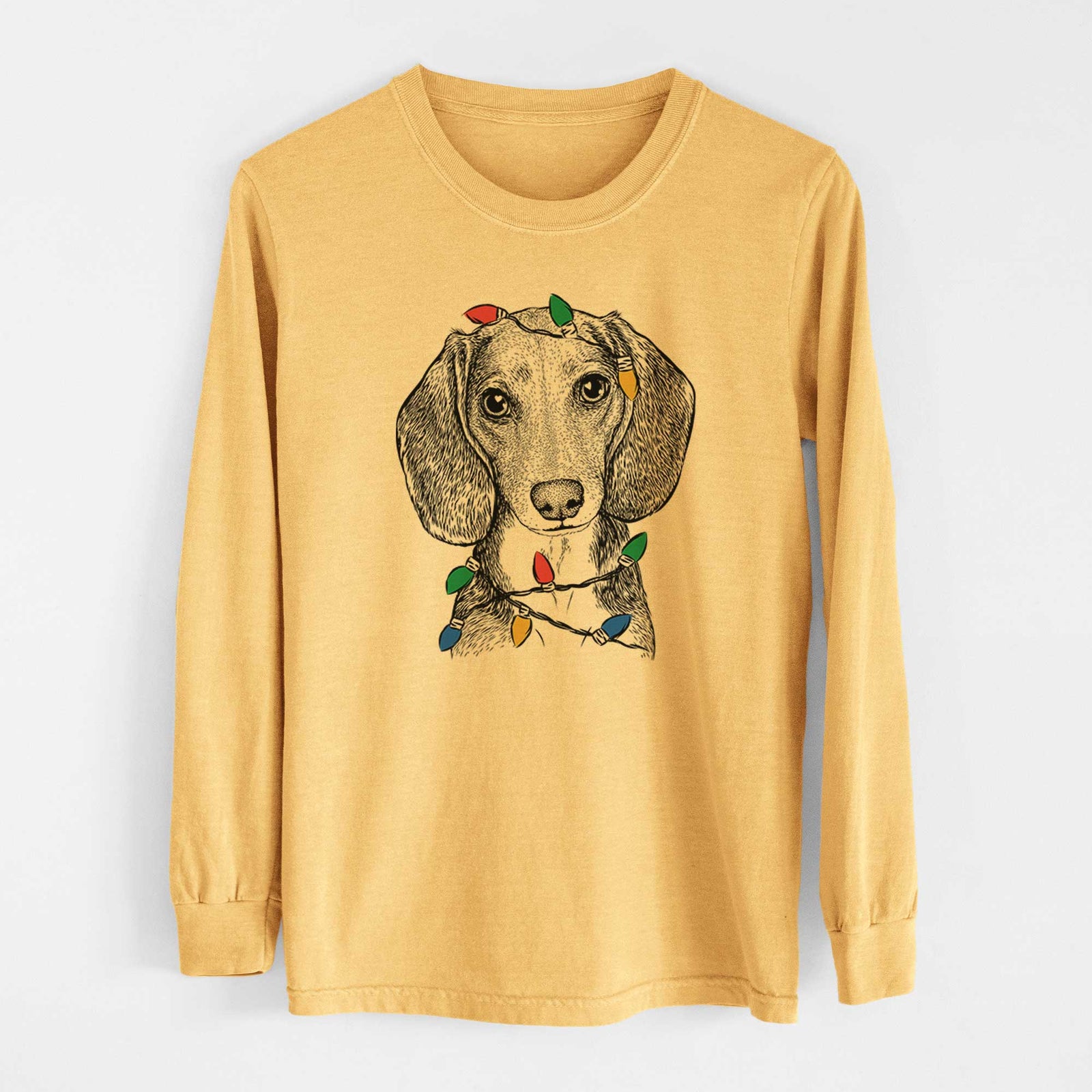 Christmas Lights Mayor Andy the Beagle - Heavyweight 100% Cotton Long Sleeve
