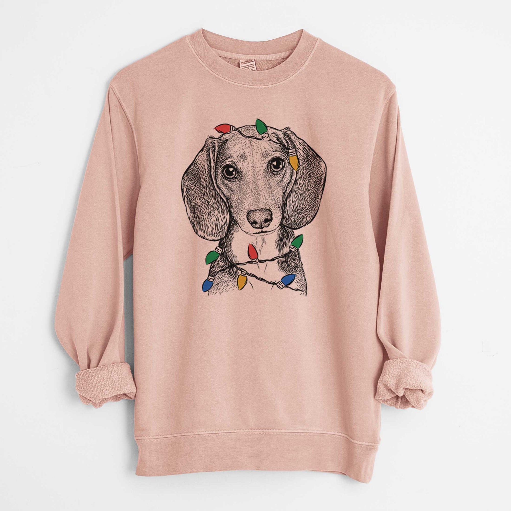 Christmas Lights Mayor Andy the Beagle - Unisex Pigment Dyed Crew Sweatshirt