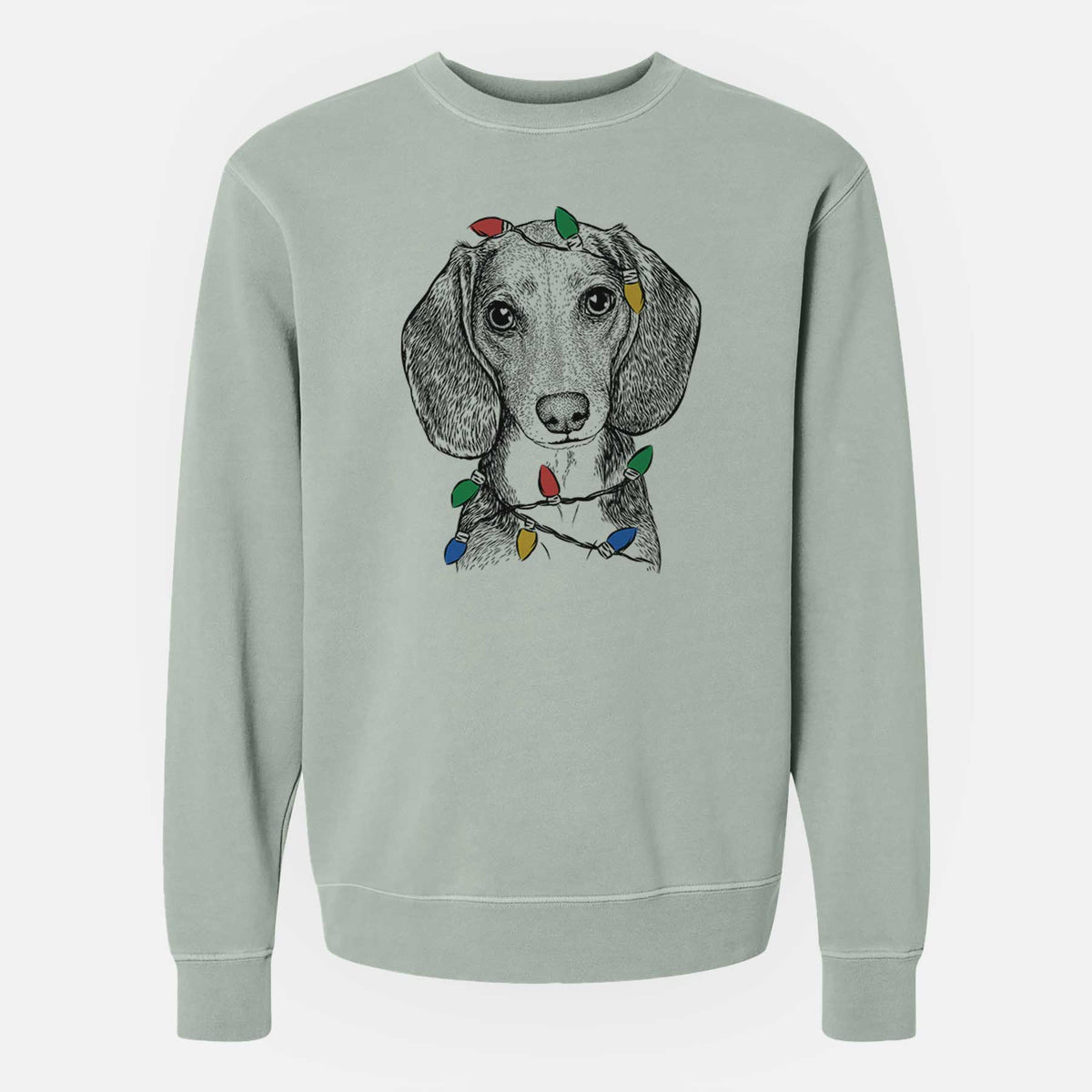 Christmas Lights Mayor Andy the Beagle - Unisex Pigment Dyed Crew Sweatshirt