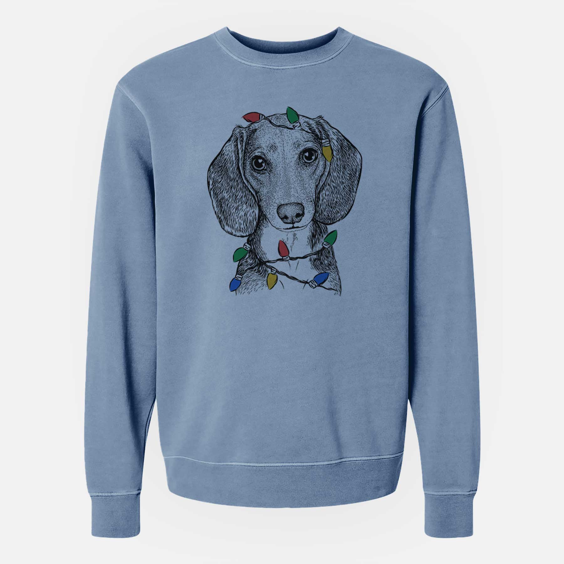 Christmas Lights Mayor Andy the Beagle - Unisex Pigment Dyed Crew Sweatshirt