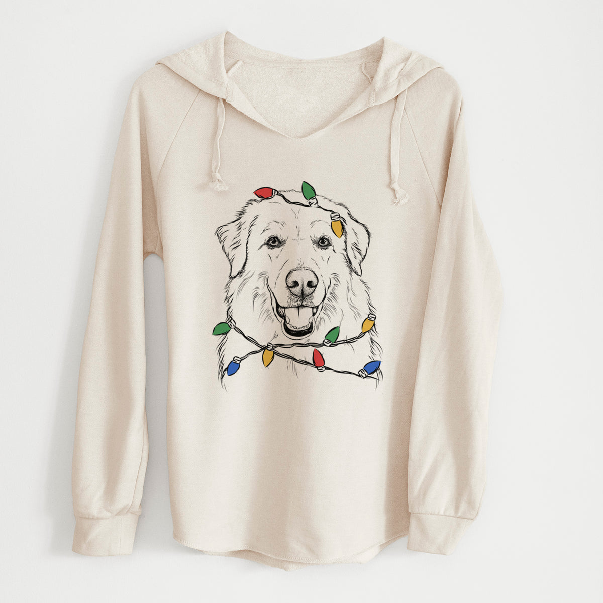 Christmas Lights Meg the Great Pyrenees - Cali Wave Hooded Sweatshirt