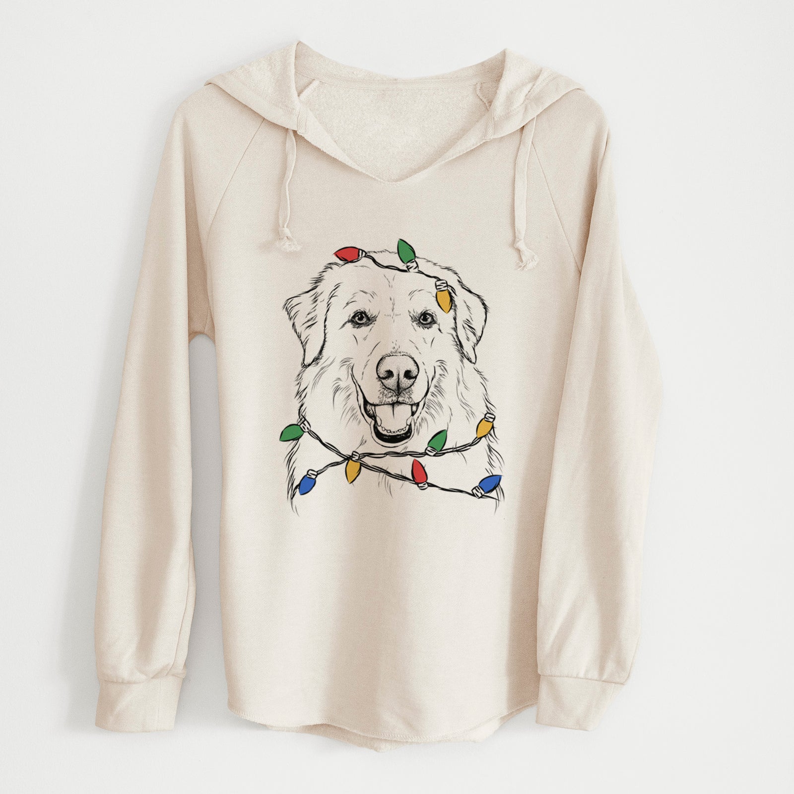 Christmas Lights Meg the Great Pyrenees - Cali Wave Hooded Sweatshirt