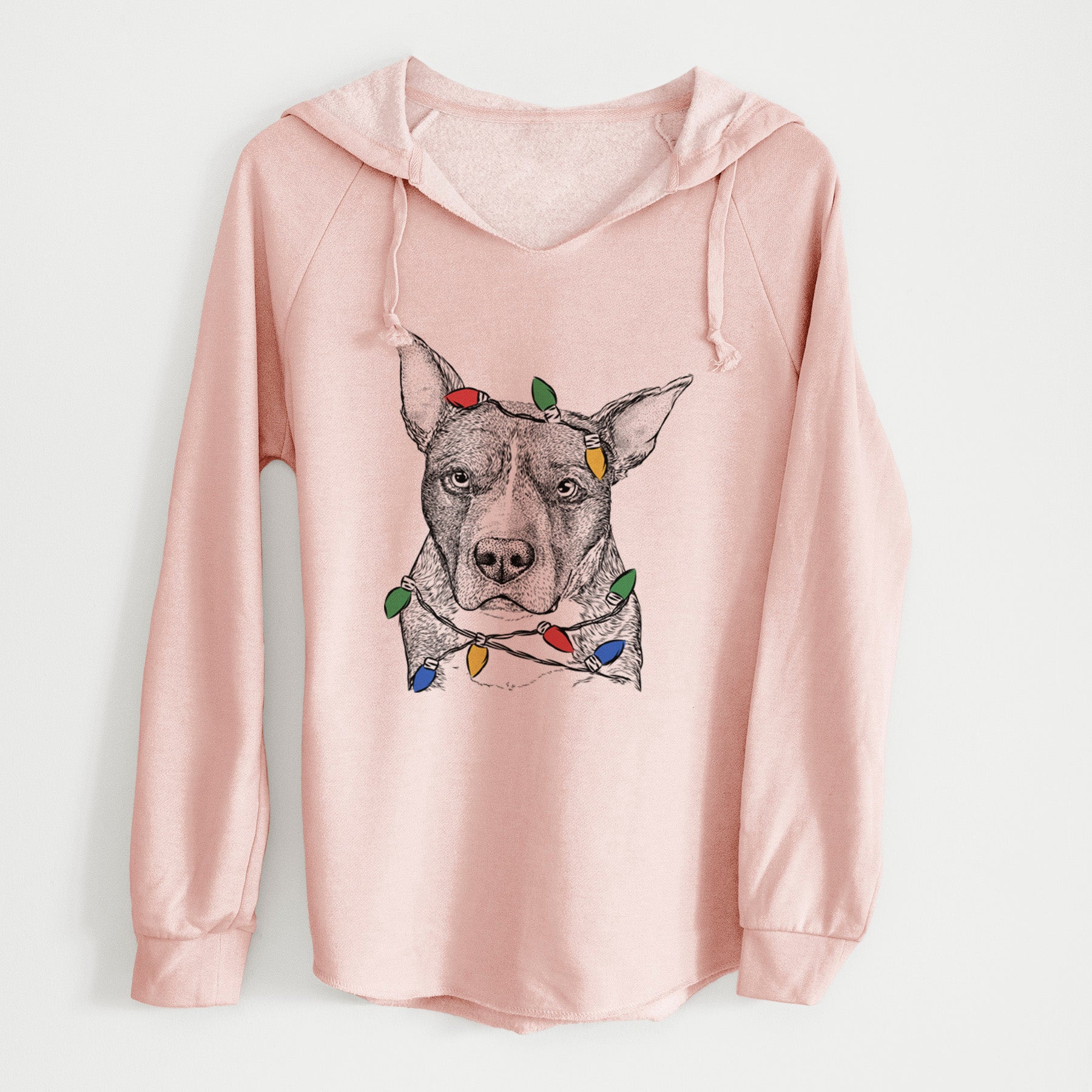 Christmas Lights Mercy the Pitbull - Cali Wave Hooded Sweatshirt