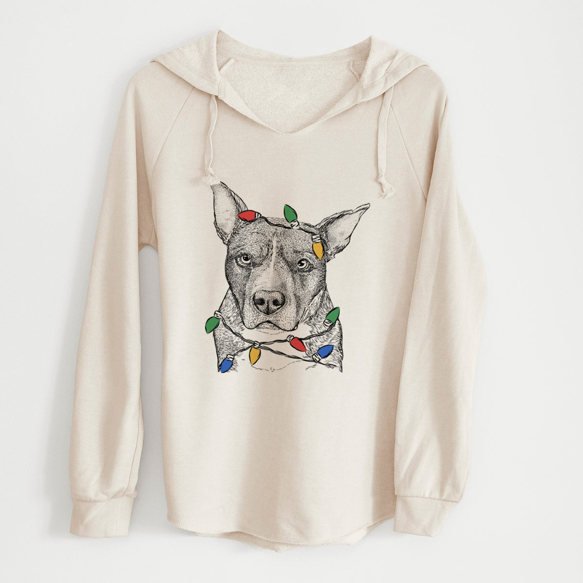Christmas Lights Mercy the Pitbull - Cali Wave Hooded Sweatshirt
