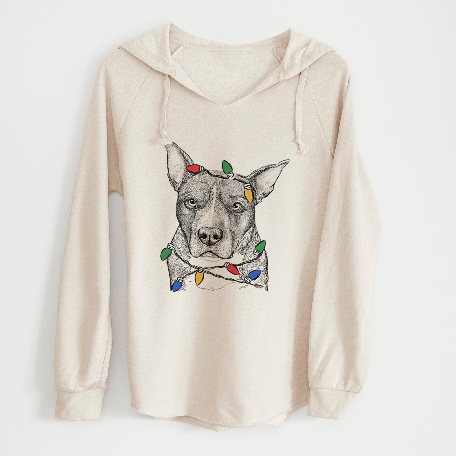 Christmas Lights Mercy the Pitbull - Cali Wave Hooded Sweatshirt