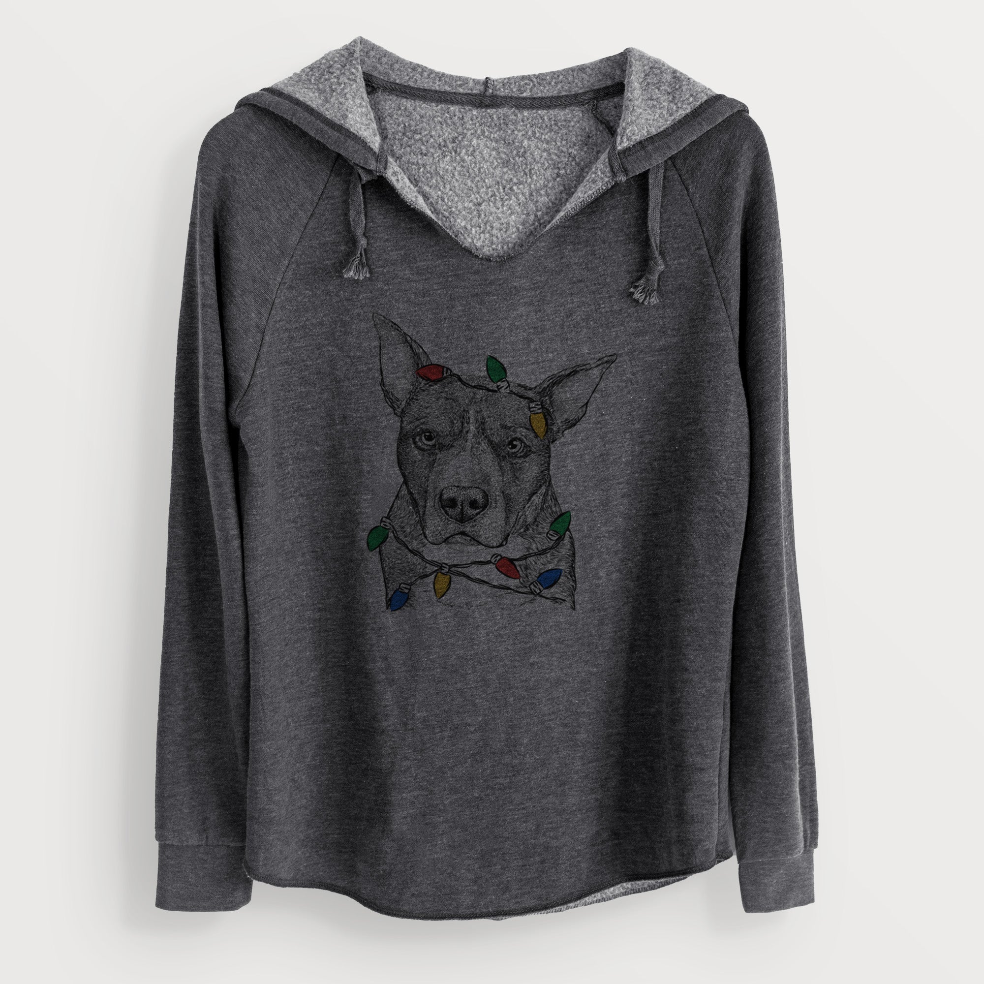 Christmas Lights Mercy the Pitbull - Cali Wave Hooded Sweatshirt