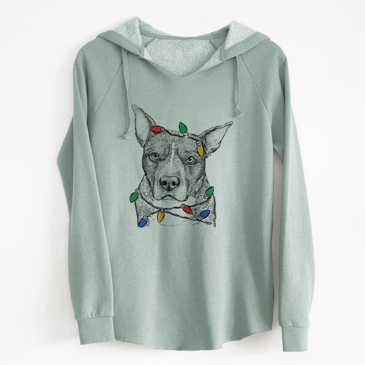 Christmas Lights Mercy the Pitbull - Cali Wave Hooded Sweatshirt