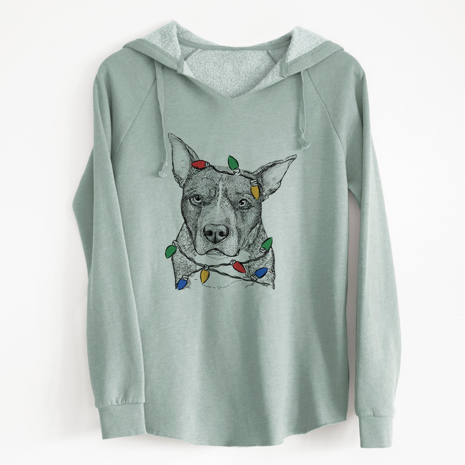 Christmas Lights Mercy the Pitbull - Cali Wave Hooded Sweatshirt