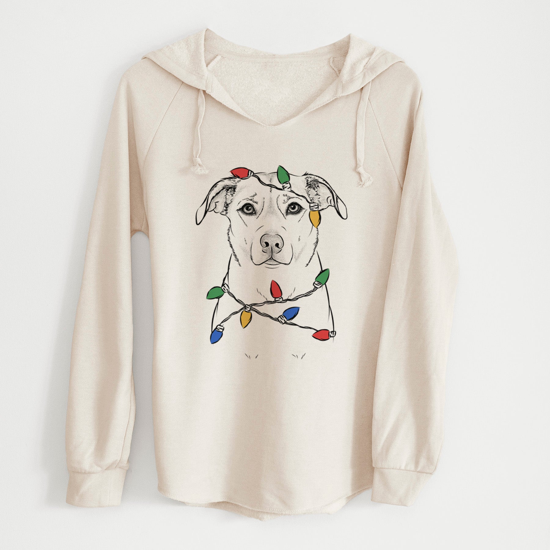 Christmas Lights Mica the Labrador Pittbull Mix - Cali Wave Hooded Sweatshirt