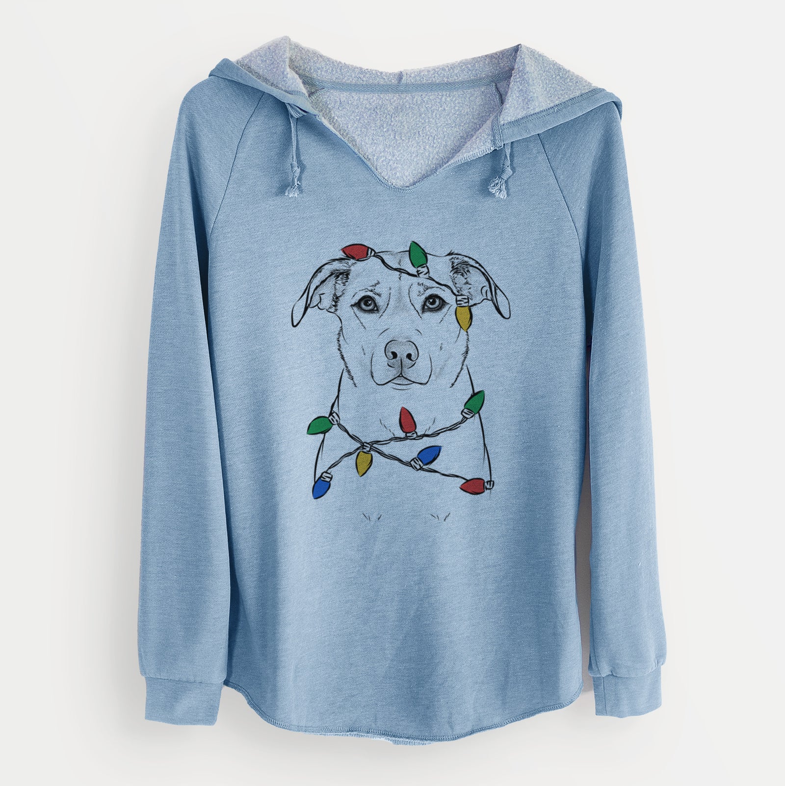 Christmas Lights Mica the Labrador Pittbull Mix - Cali Wave Hooded Sweatshirt