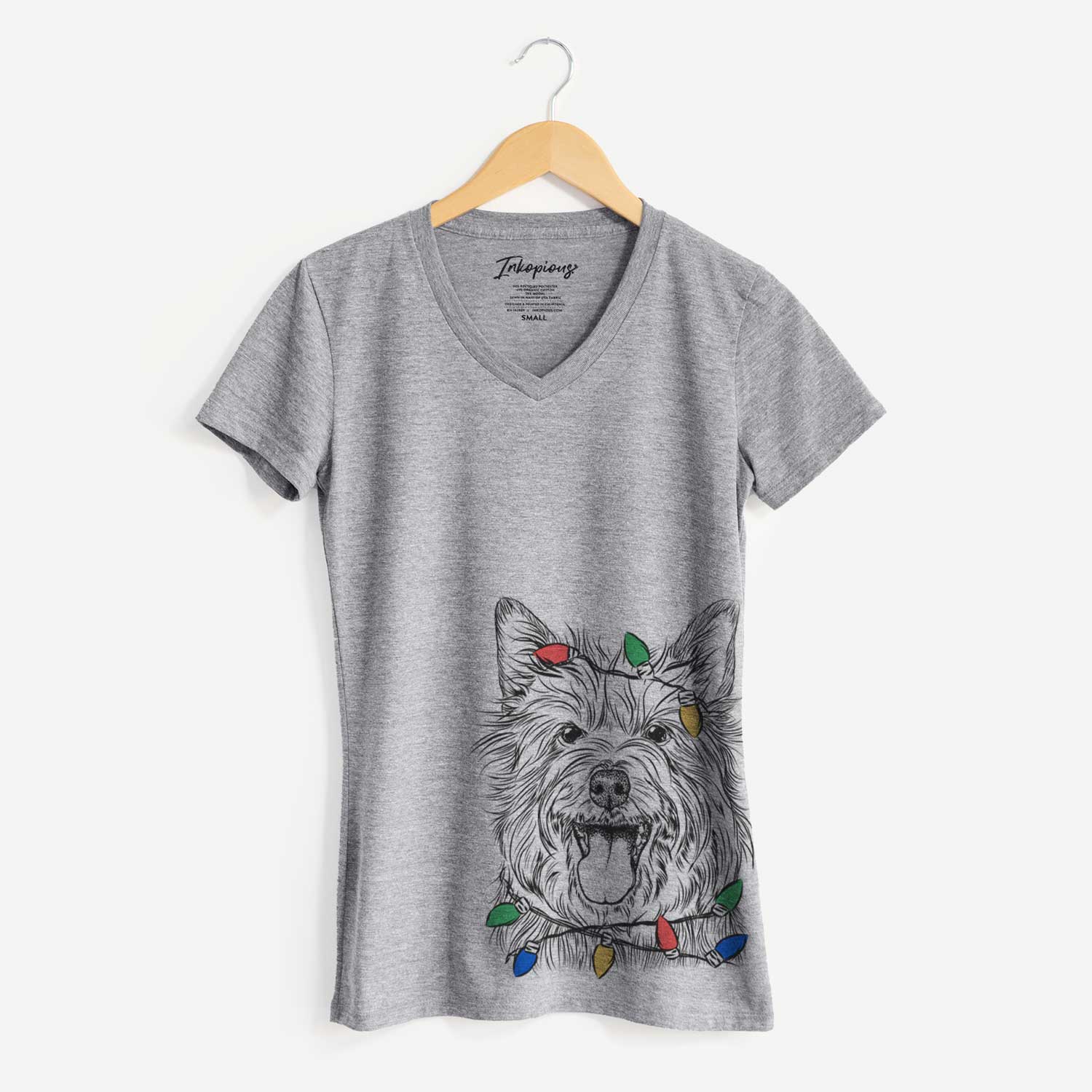 Christmas Lights Middy the Australian Terrier - Women's V-neck Shirt