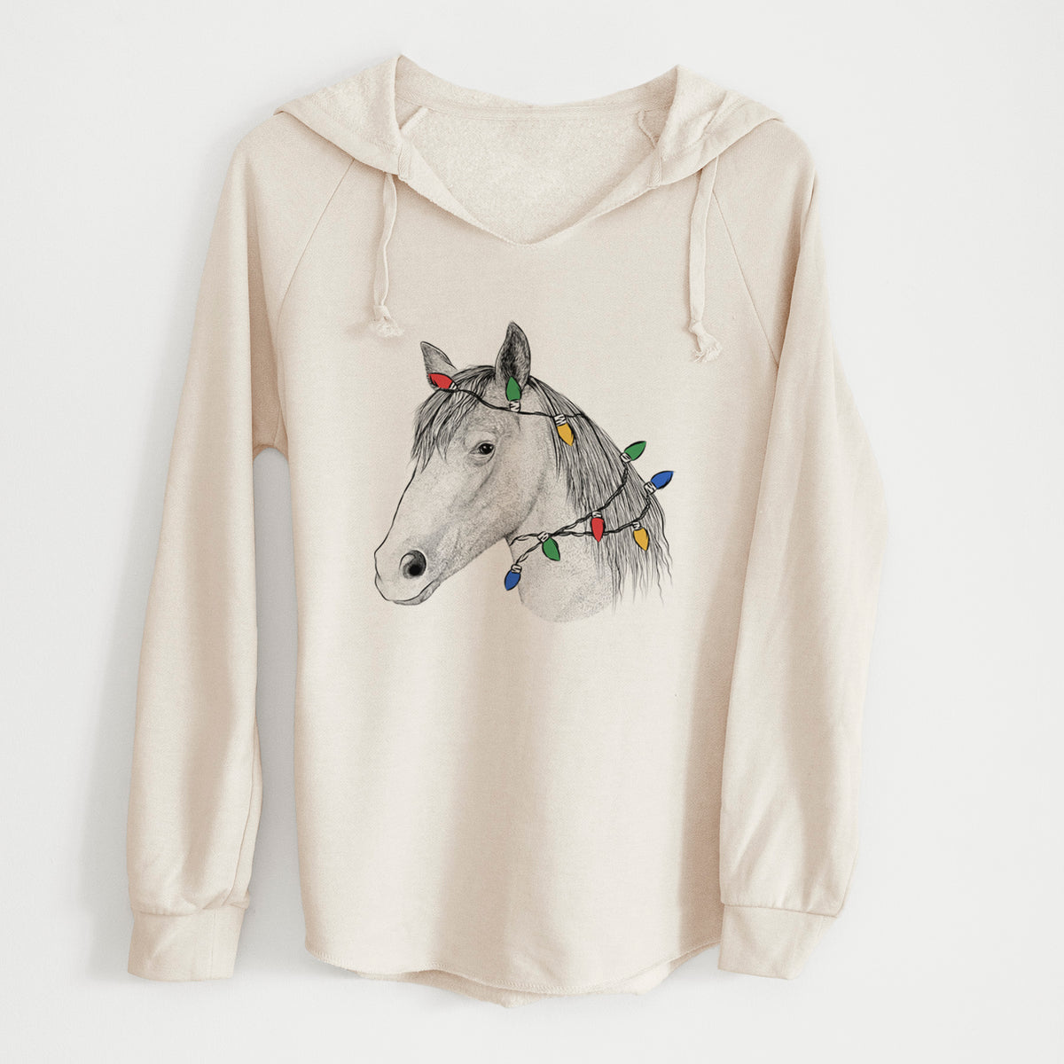 Christmas Lights Midnight the Missouri Foxtrotter Horse - Cali Wave Hooded Sweatshirt