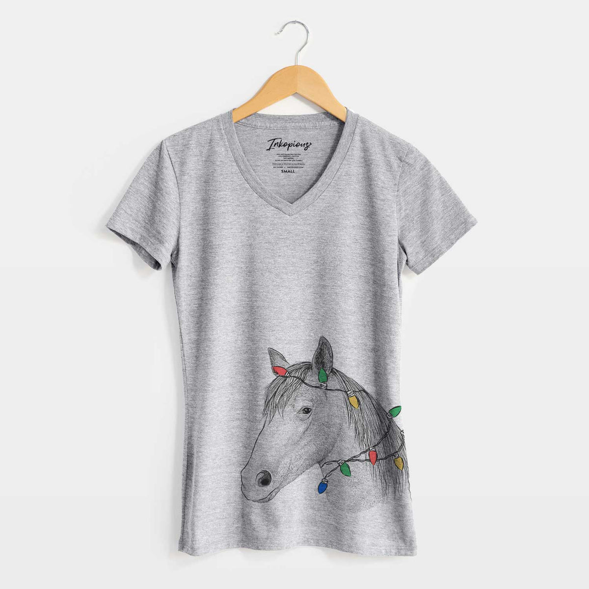 Christmas Lights Midnight the Missouri Foxtrotter Horse - Women's V-neck Shirt