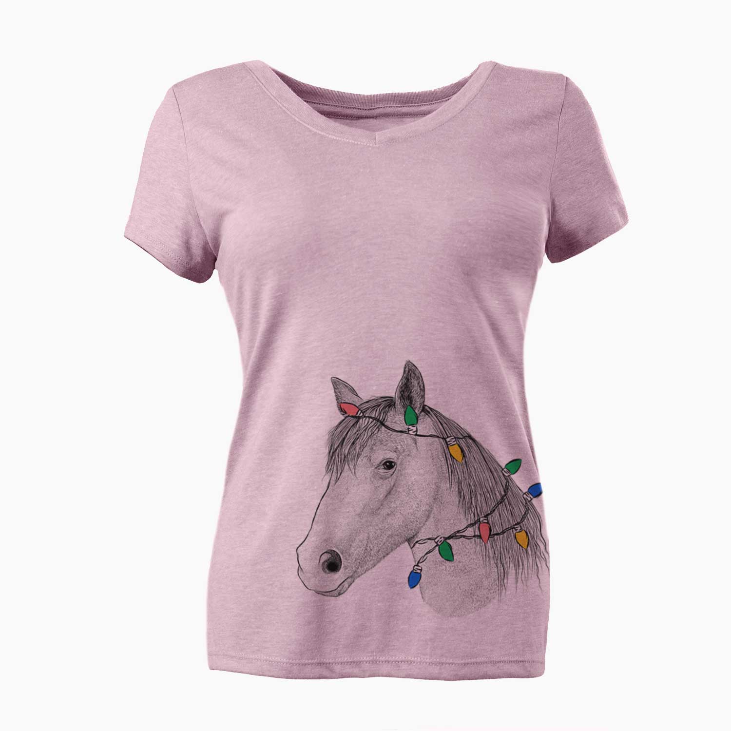 Christmas Lights Midnight the Missouri Foxtrotter Horse - Women's V-neck Shirt