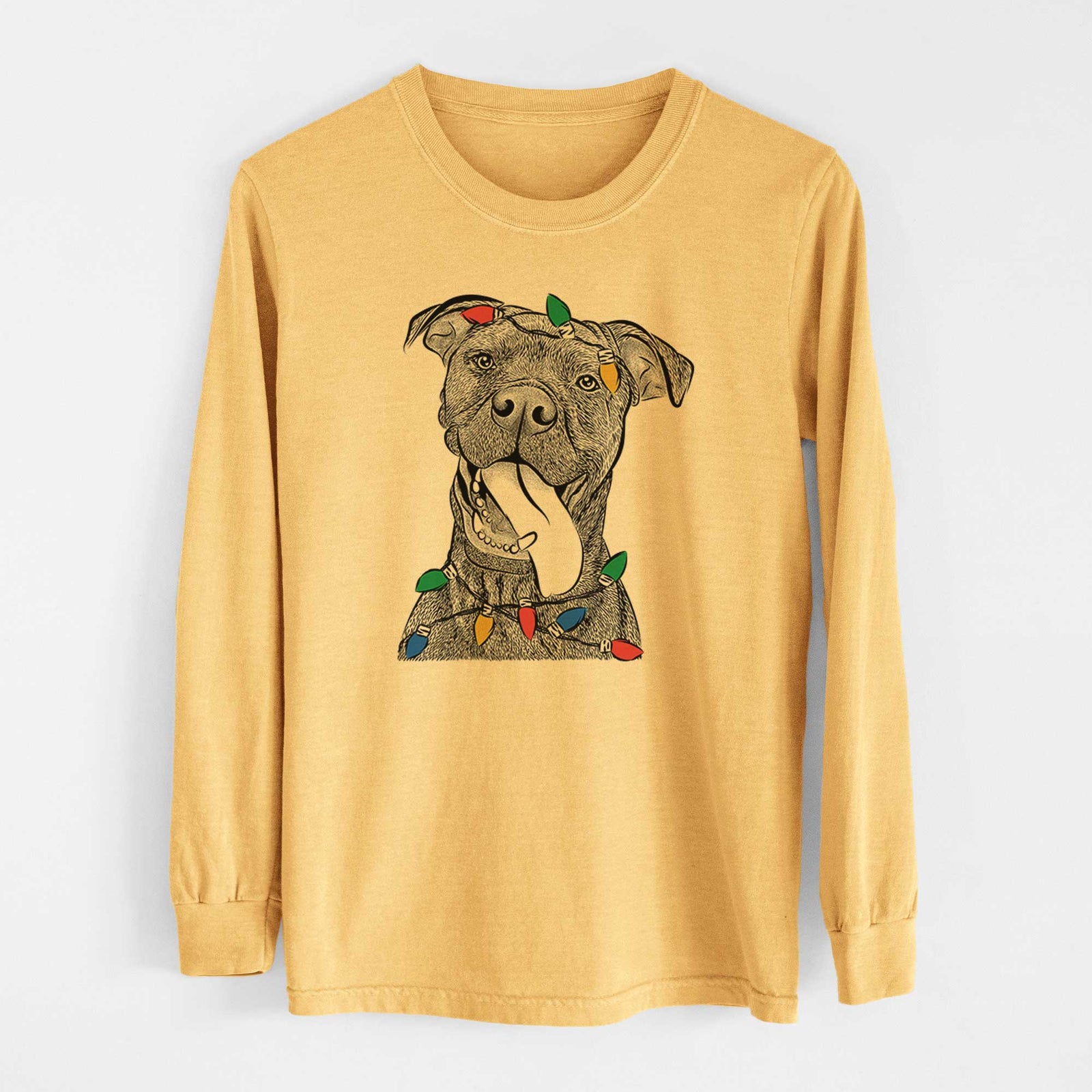 Christmas Lights Mikey the Boxador - Heavyweight 100% Cotton Long Sleeve