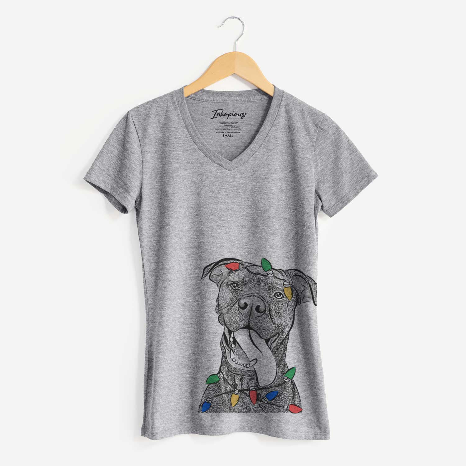 Christmas Lights Mikey the Boxador - Women's V-neck Shirt