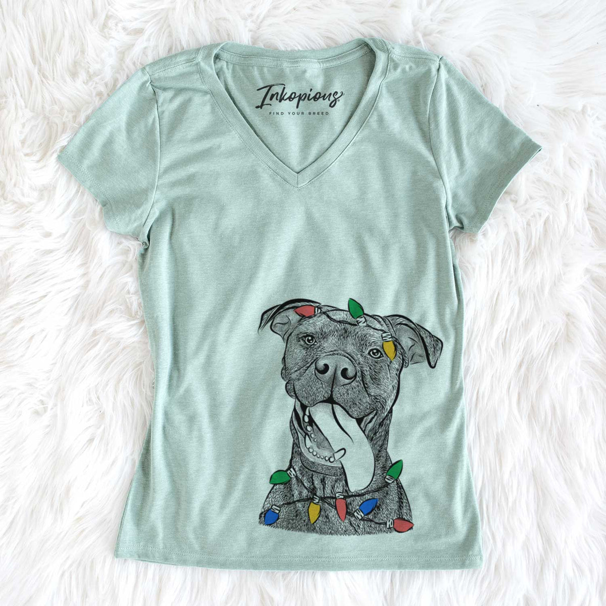 Christmas Lights Mikey the Boxador - Women&#39;s V-neck Shirt