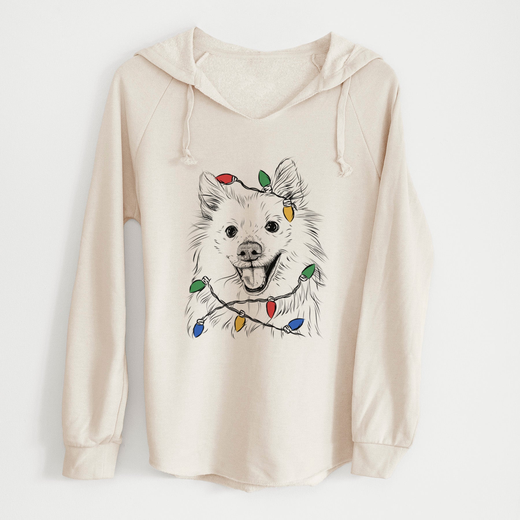 Christmas Lights Miki the American Eskimo - Cali Wave Hooded Sweatshirt