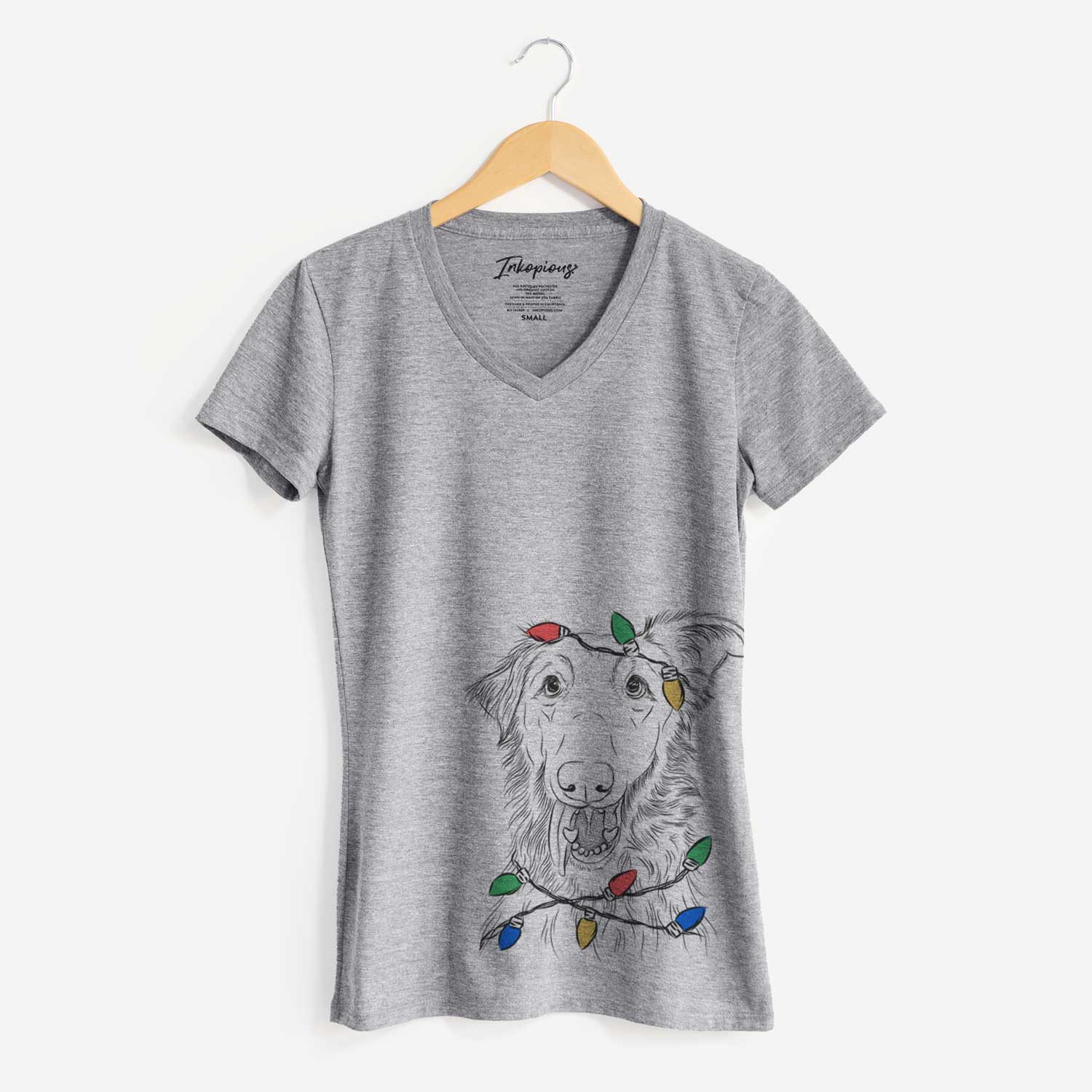 Christmas Lights Mila the Mixed Breed - Women's V-neck Shirt