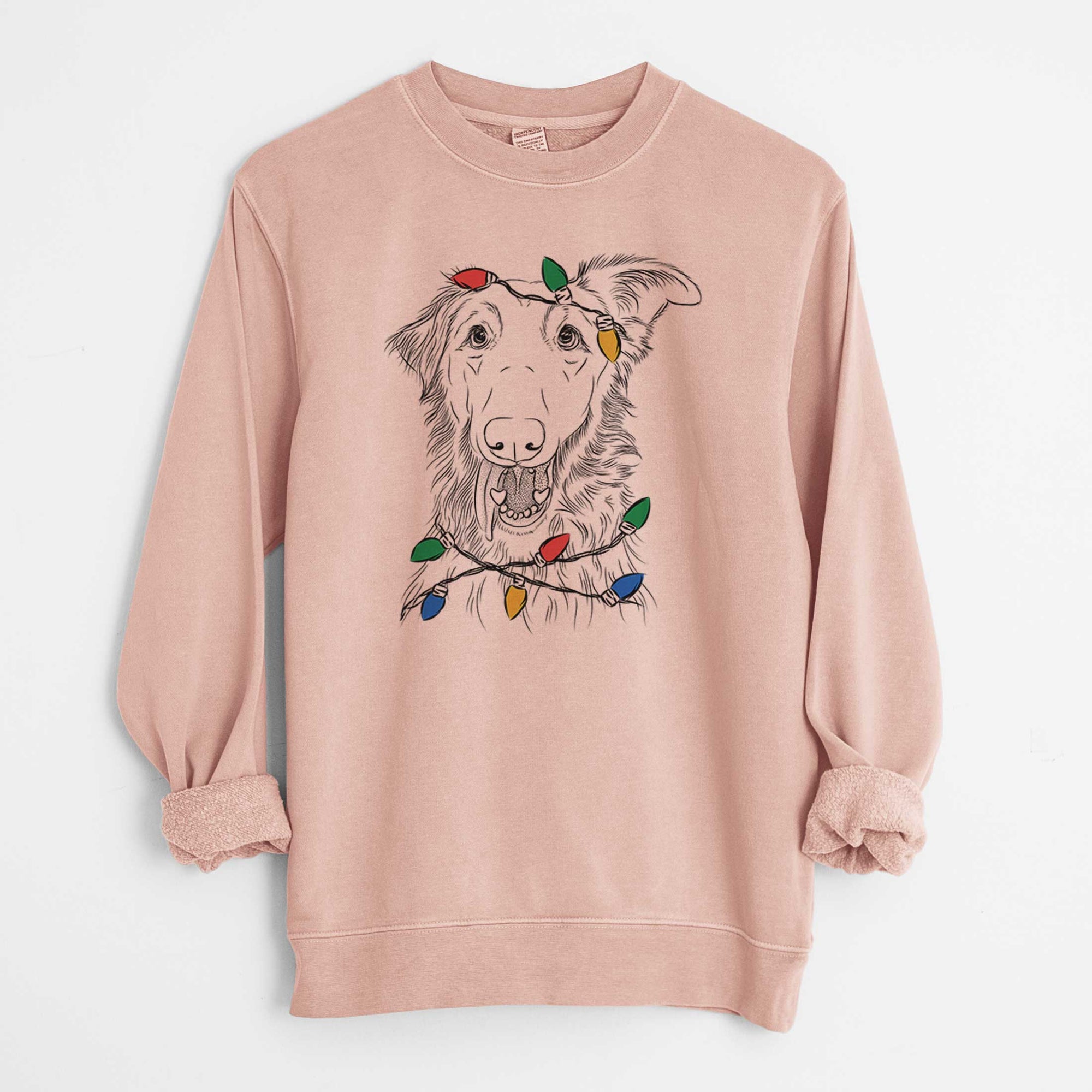 Christmas Lights Mila the Mixed Breed - Unisex Pigment Dyed Crew Sweatshirt