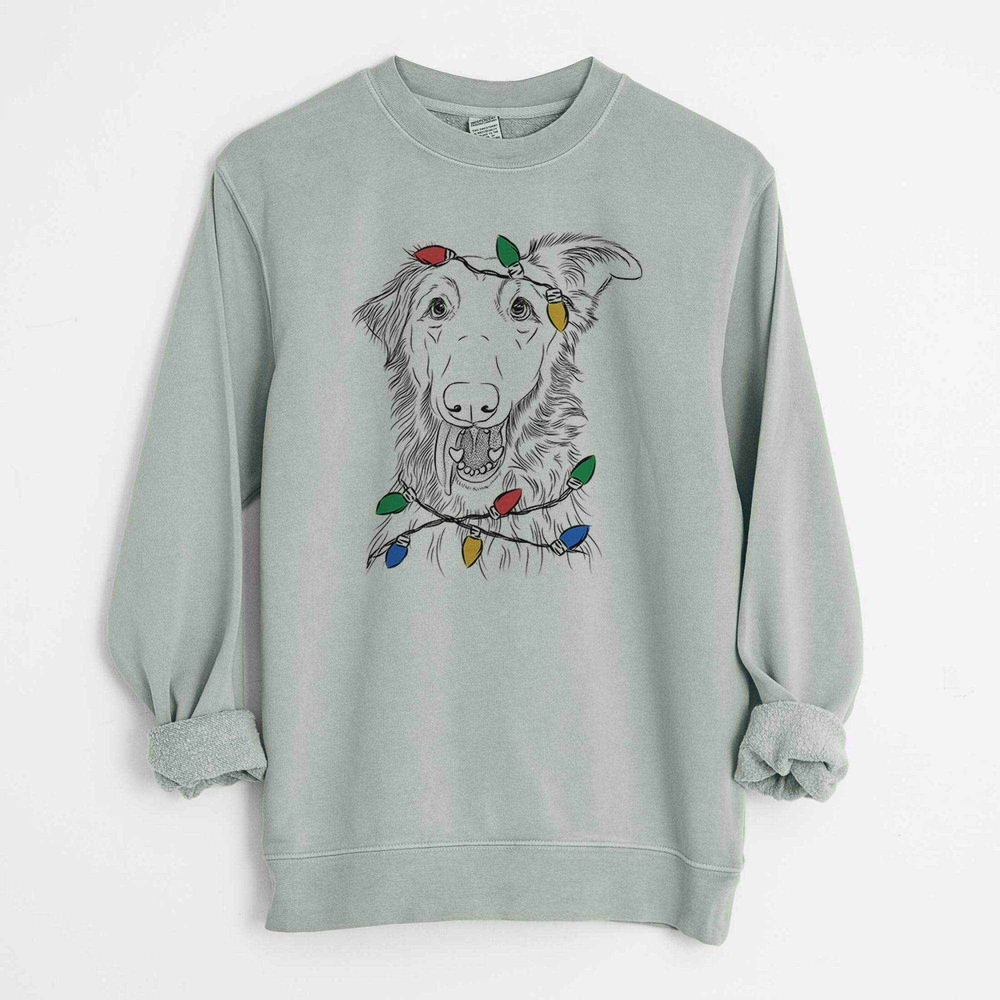 Christmas Lights Mila the Mixed Breed - Unisex Pigment Dyed Crew Sweatshirt