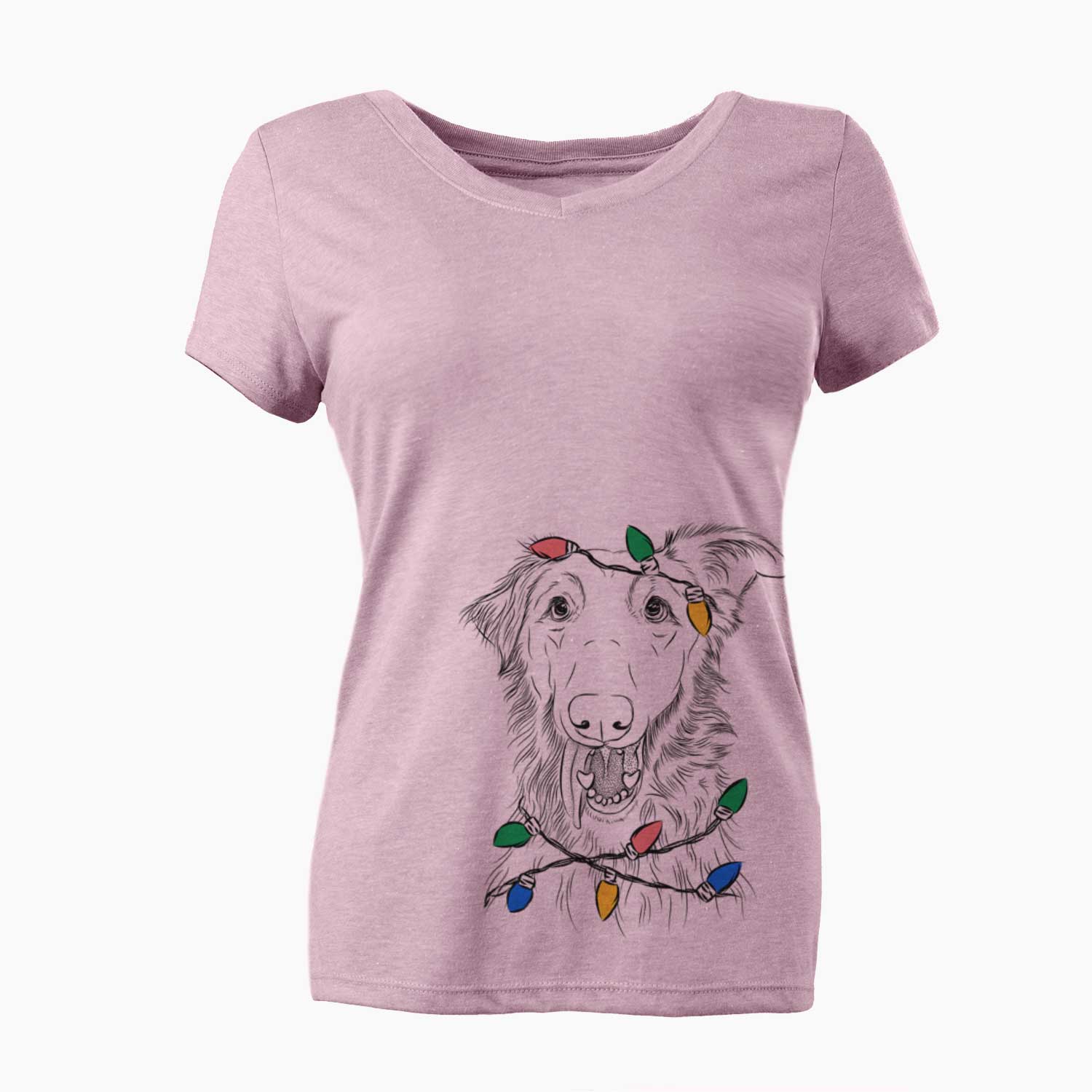 Christmas Lights Mila the Mixed Breed - Women's V-neck Shirt