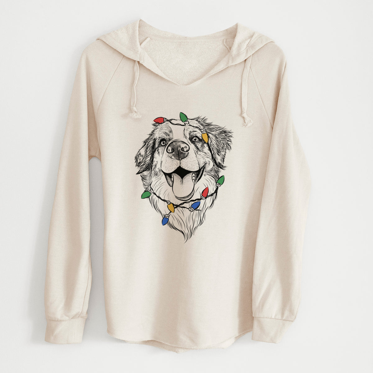 Christmas Lights Mila the Australian Shepherd - Cali Wave Hooded Sweatshirt