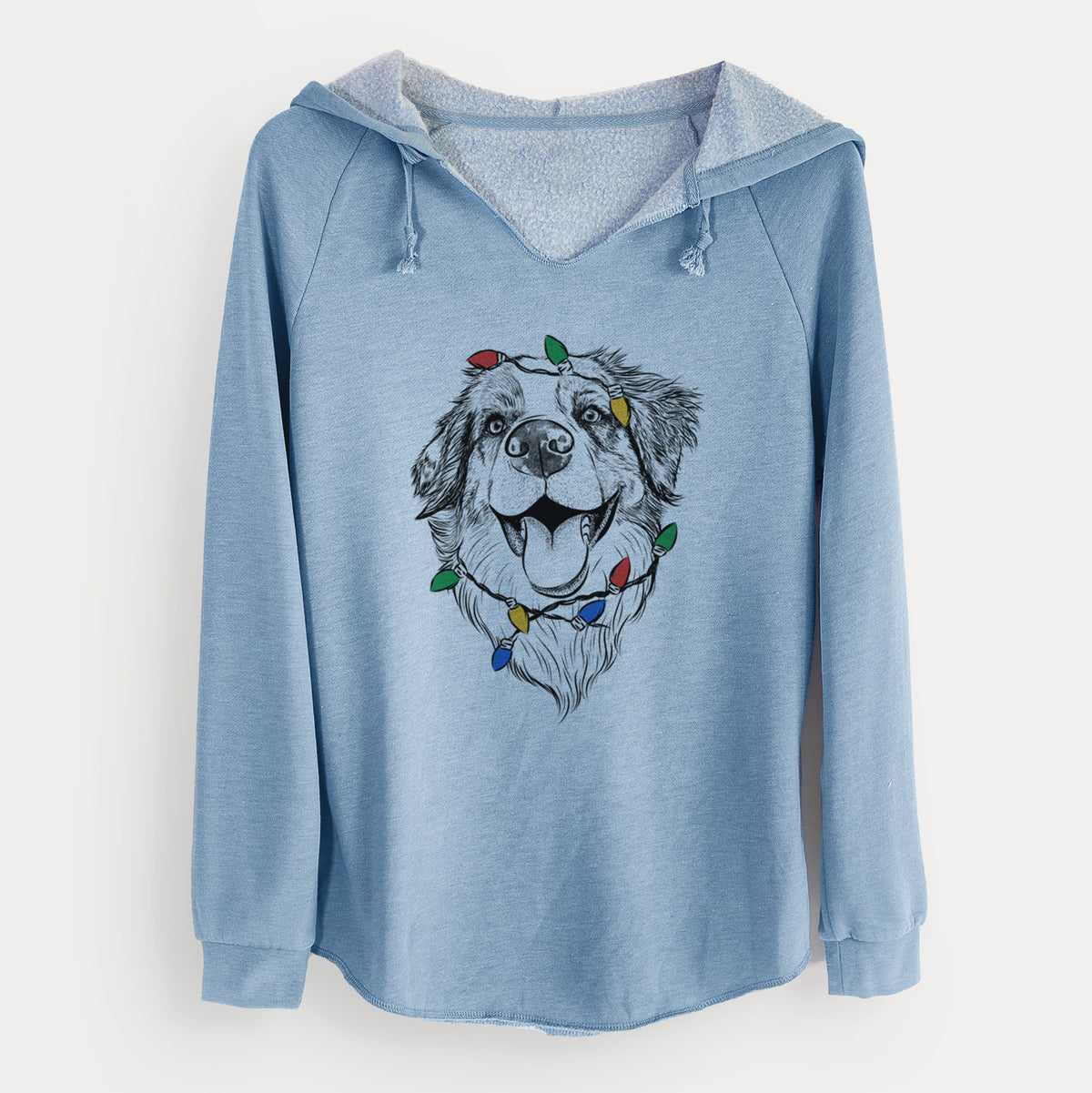 Christmas Lights Mila the Australian Shepherd - Cali Wave Hooded Sweatshirt