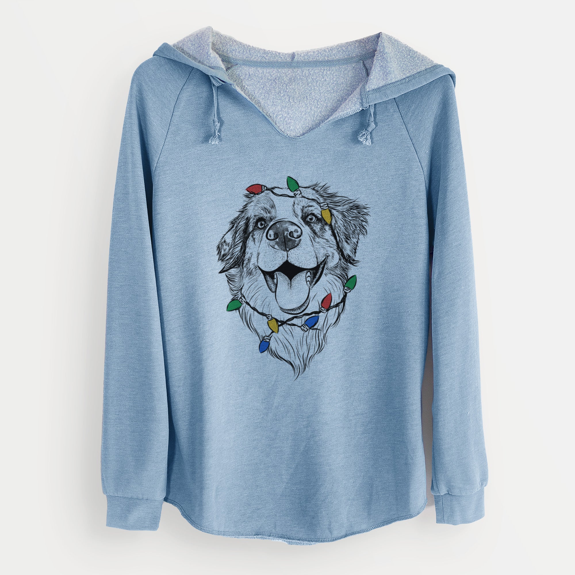 Christmas Lights Mila the Australian Shepherd - Cali Wave Hooded Sweatshirt