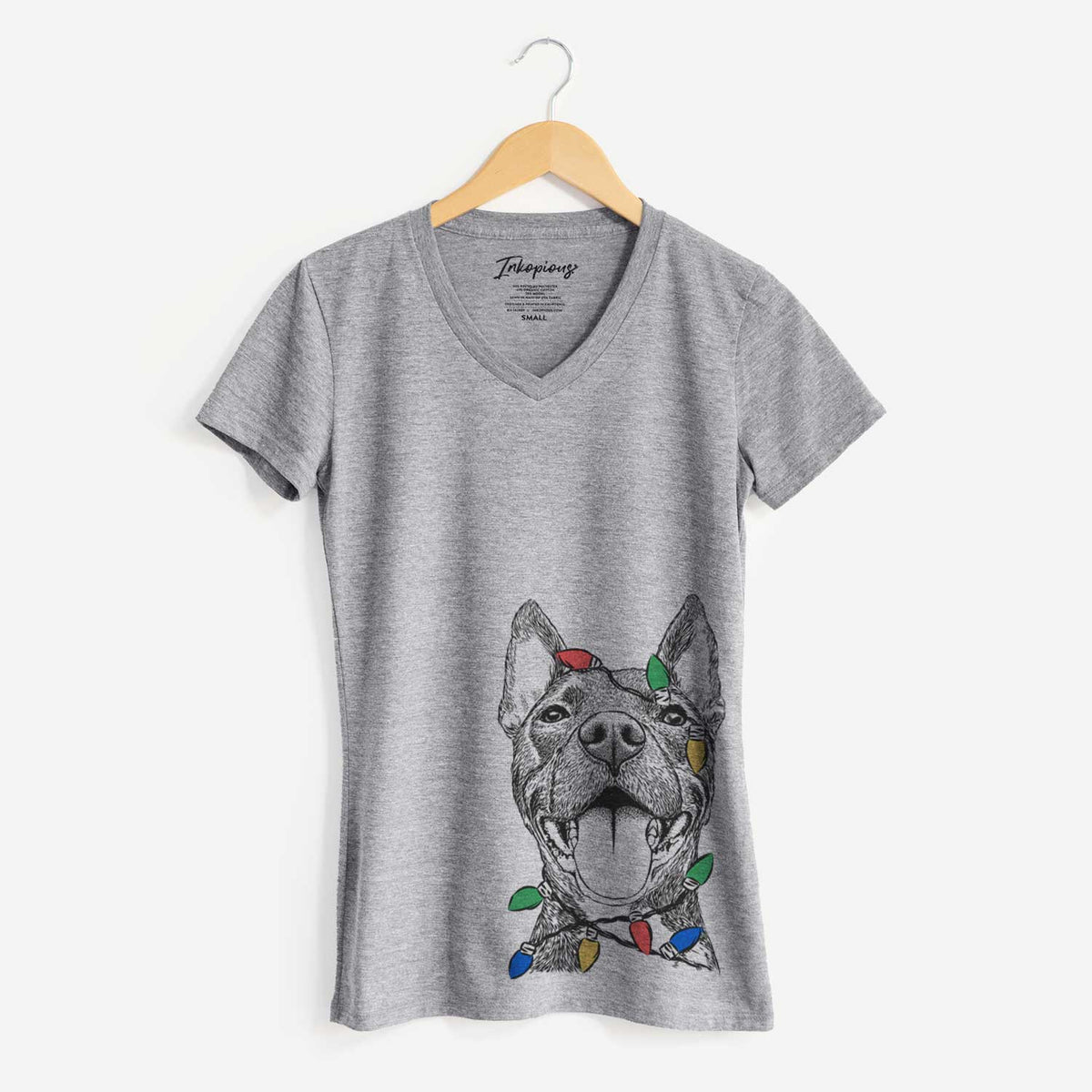 Christmas Lights Milo the Pitbull Mix - Women's V-neck Shirt