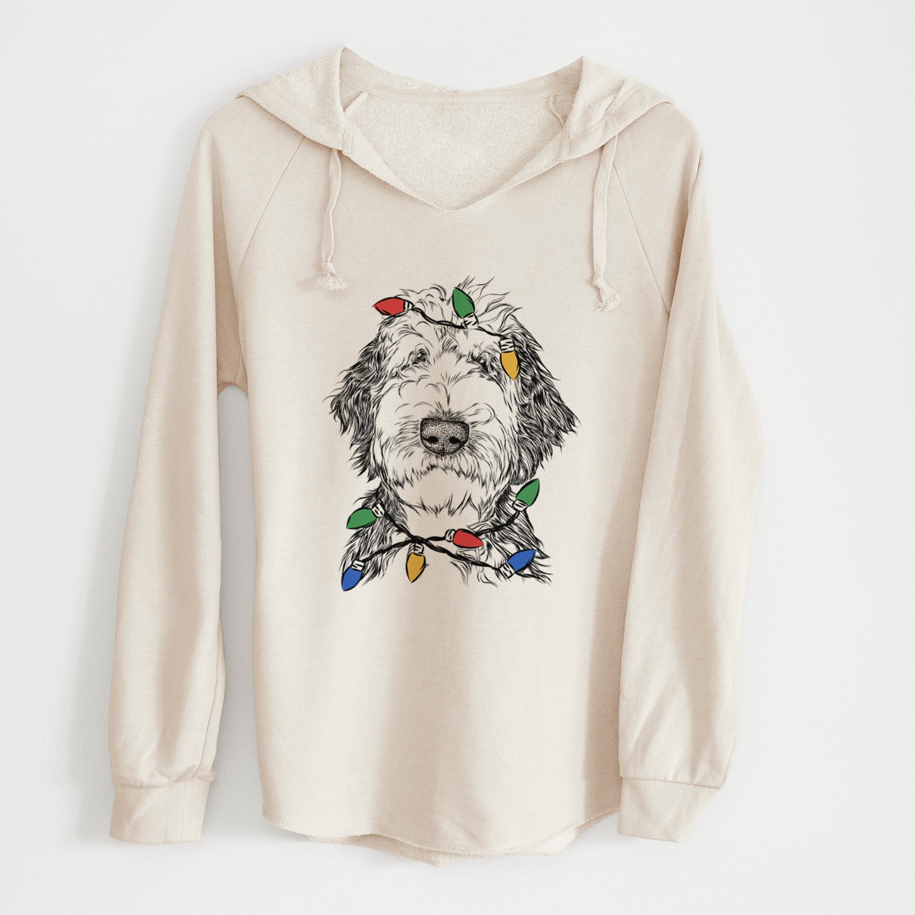 Christmas Lights Milo Fluff the Sheepadoodle - Cali Wave Hooded Sweatshirt