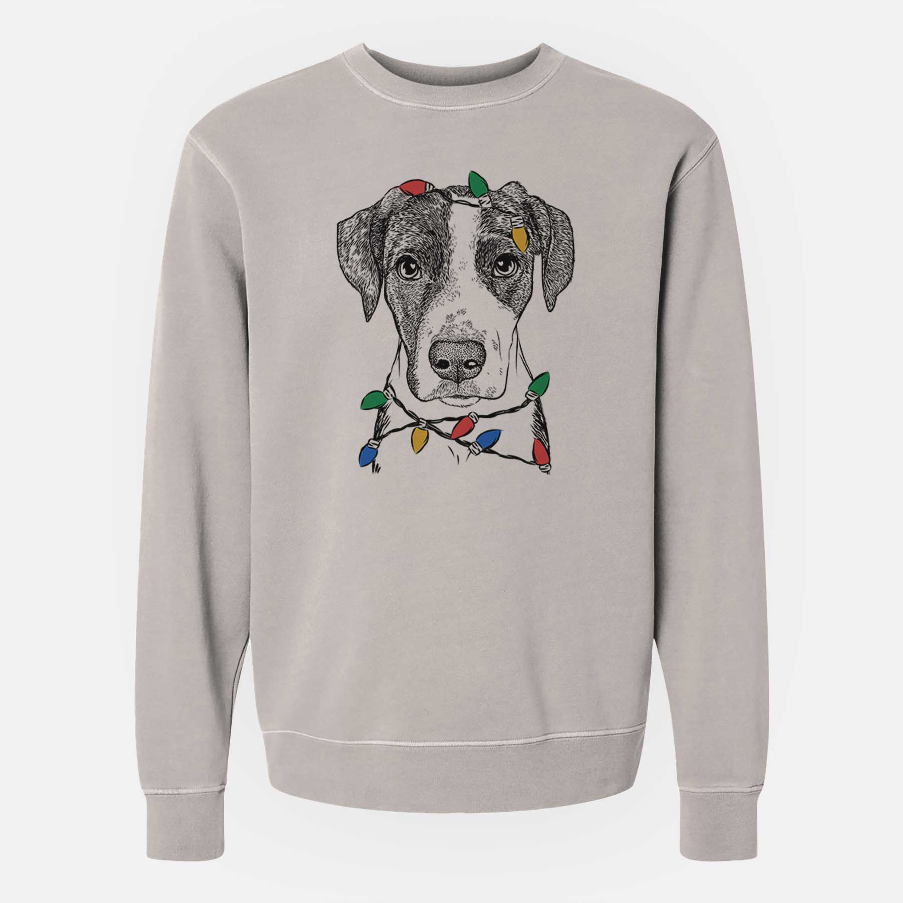 Christmas Lights Milo the Mixed Breed - Unisex Pigment Dyed Crew Sweatshirt