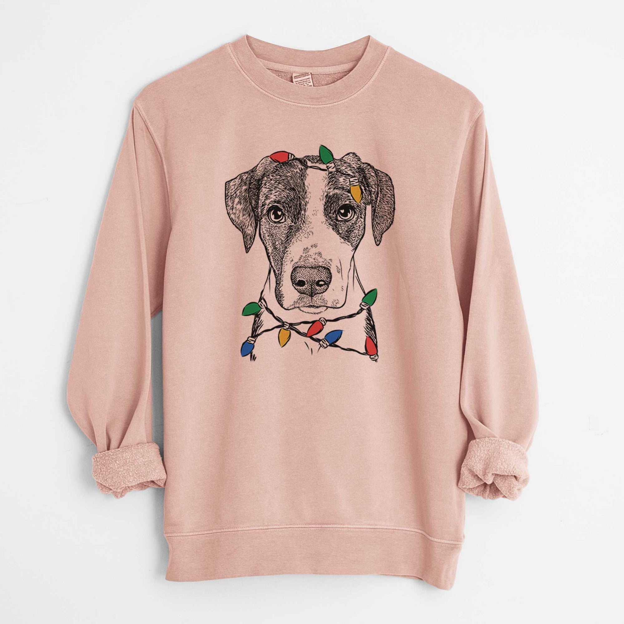 Christmas Lights Milo the Mixed Breed - Unisex Pigment Dyed Crew Sweatshirt