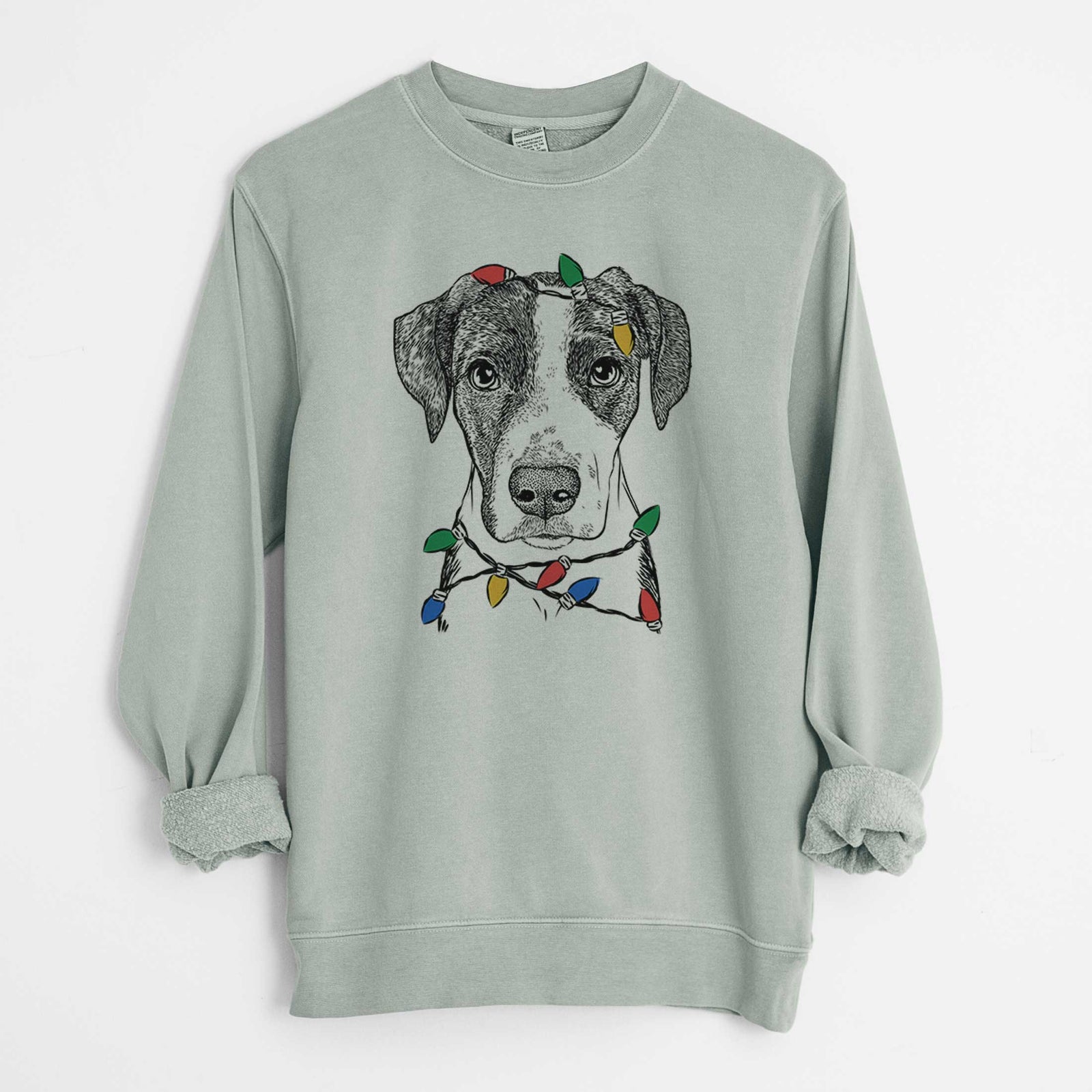 Christmas Lights Milo the Mixed Breed - Unisex Pigment Dyed Crew Sweatshirt