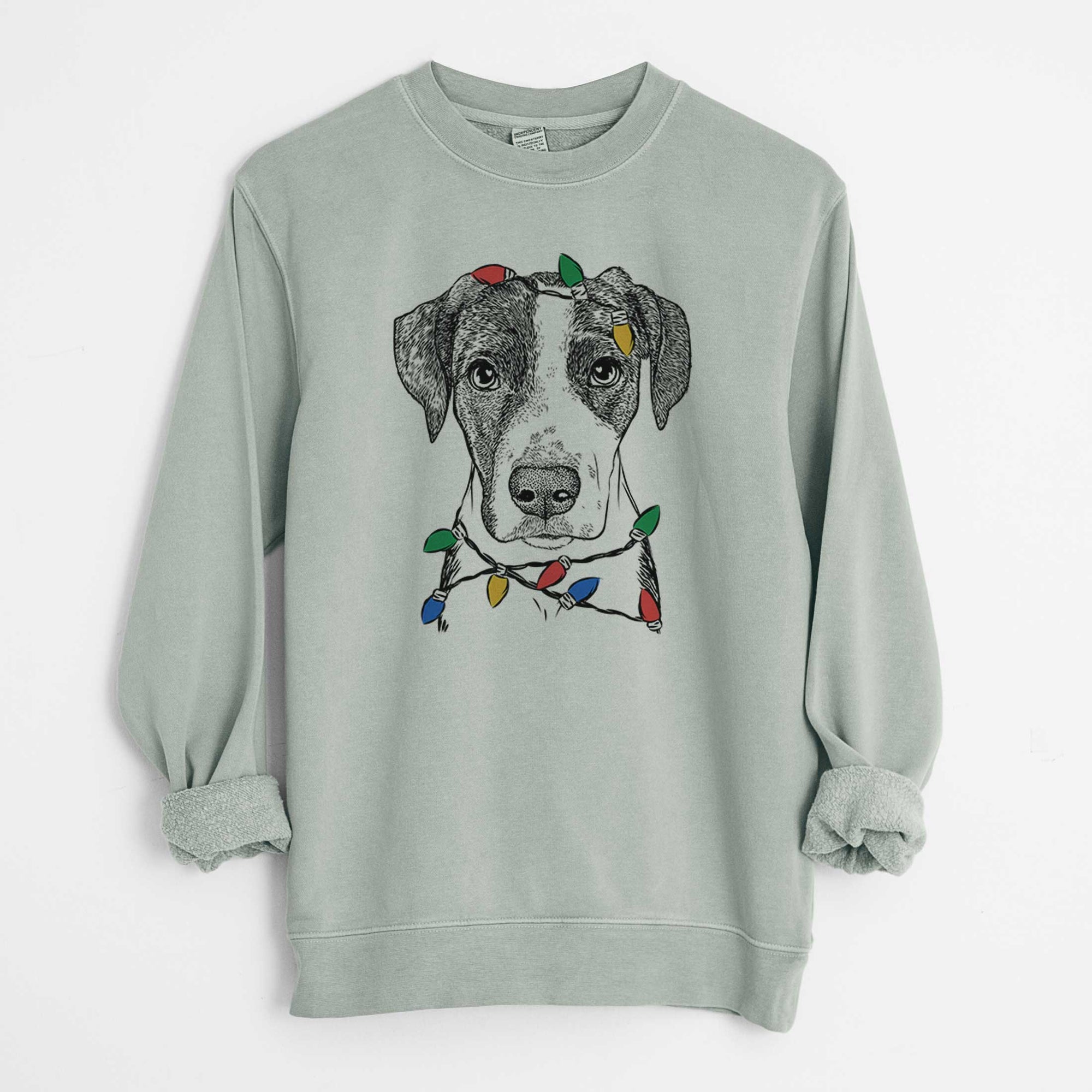 Christmas Lights Milo the Mixed Breed - Unisex Pigment Dyed Crew Sweatshirt