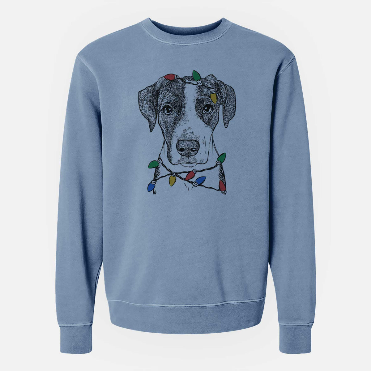 Christmas Lights Milo the Mixed Breed - Unisex Pigment Dyed Crew Sweatshirt