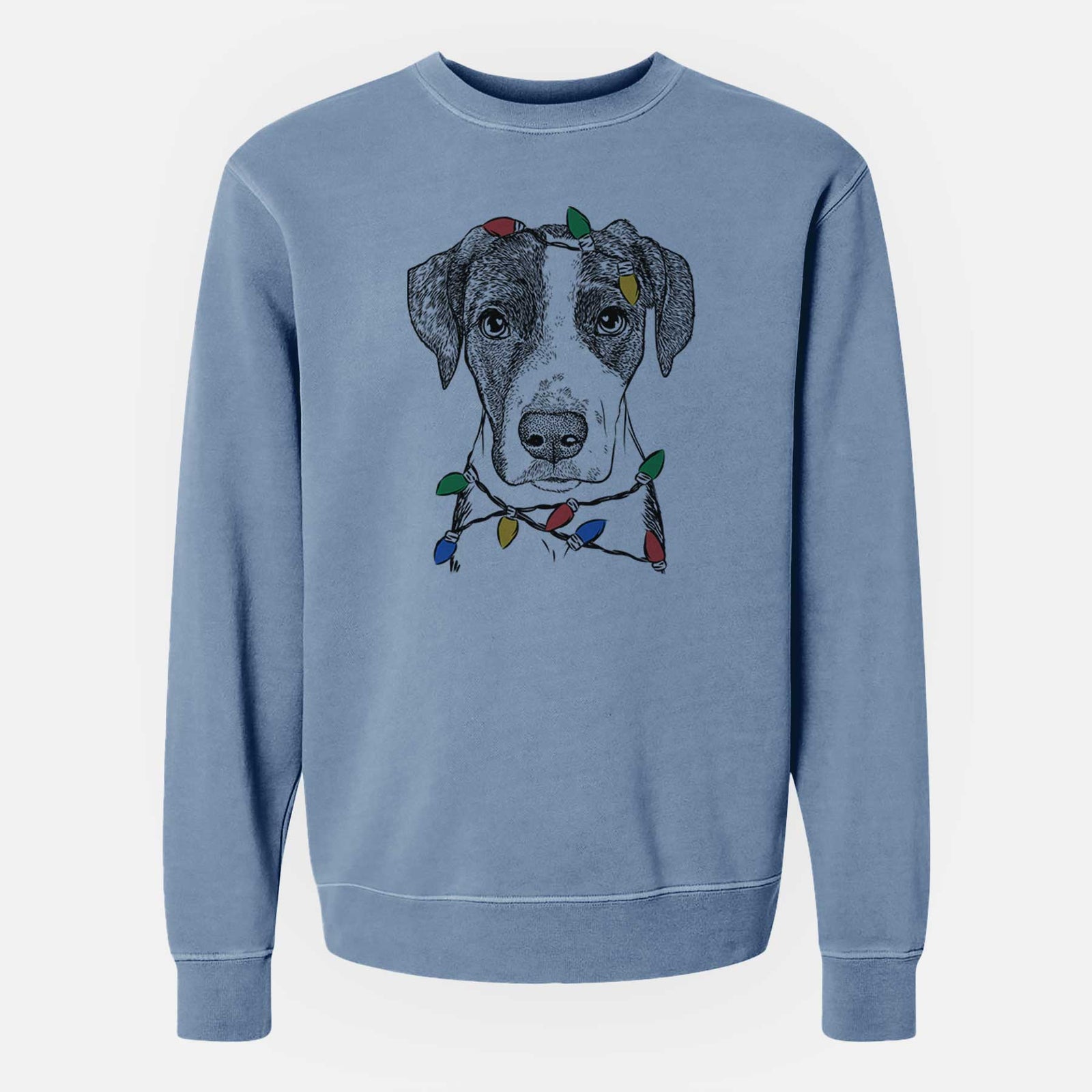 Christmas Lights Milo the Mixed Breed - Unisex Pigment Dyed Crew Sweatshirt