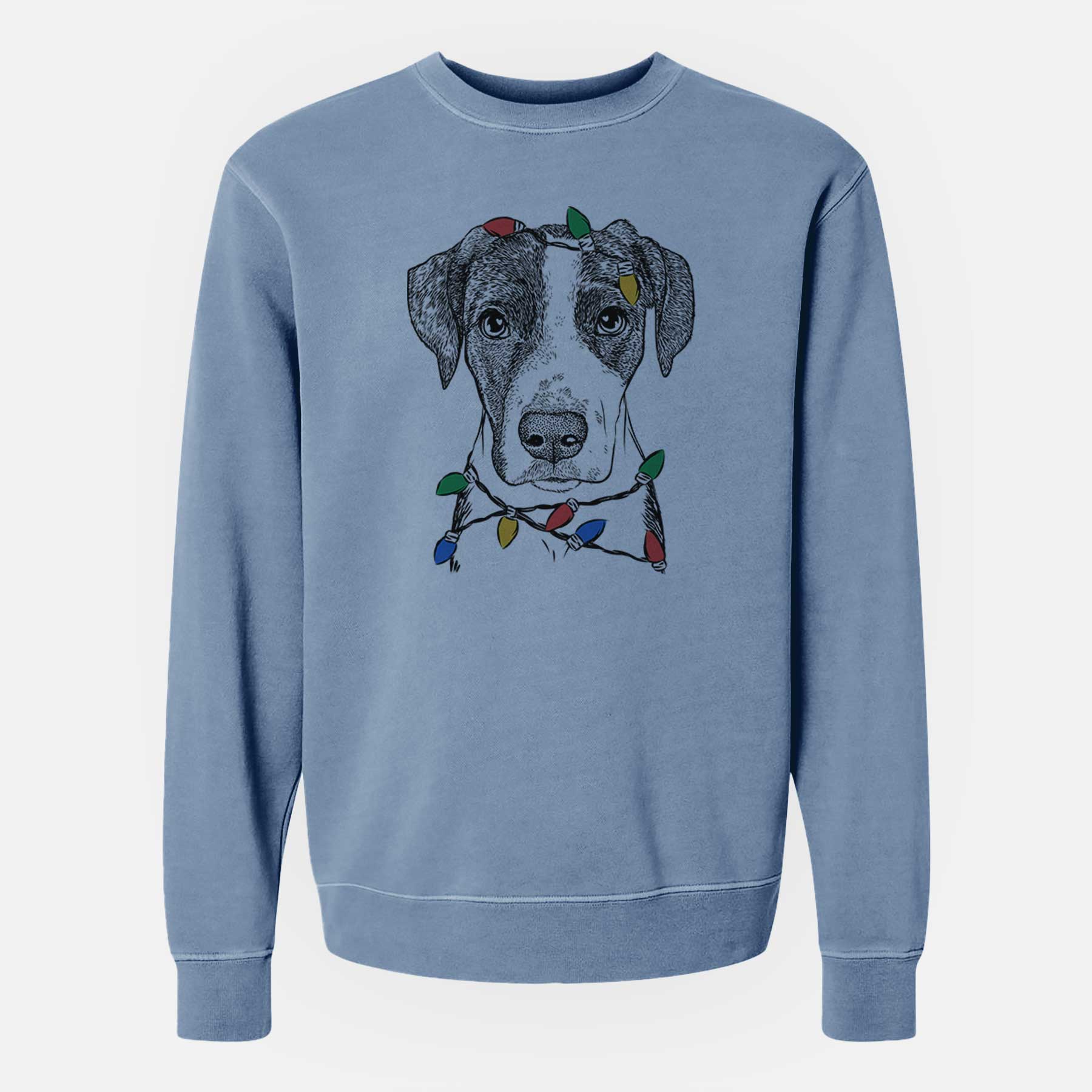 Christmas Lights Milo the Mixed Breed - Unisex Pigment Dyed Crew Sweatshirt