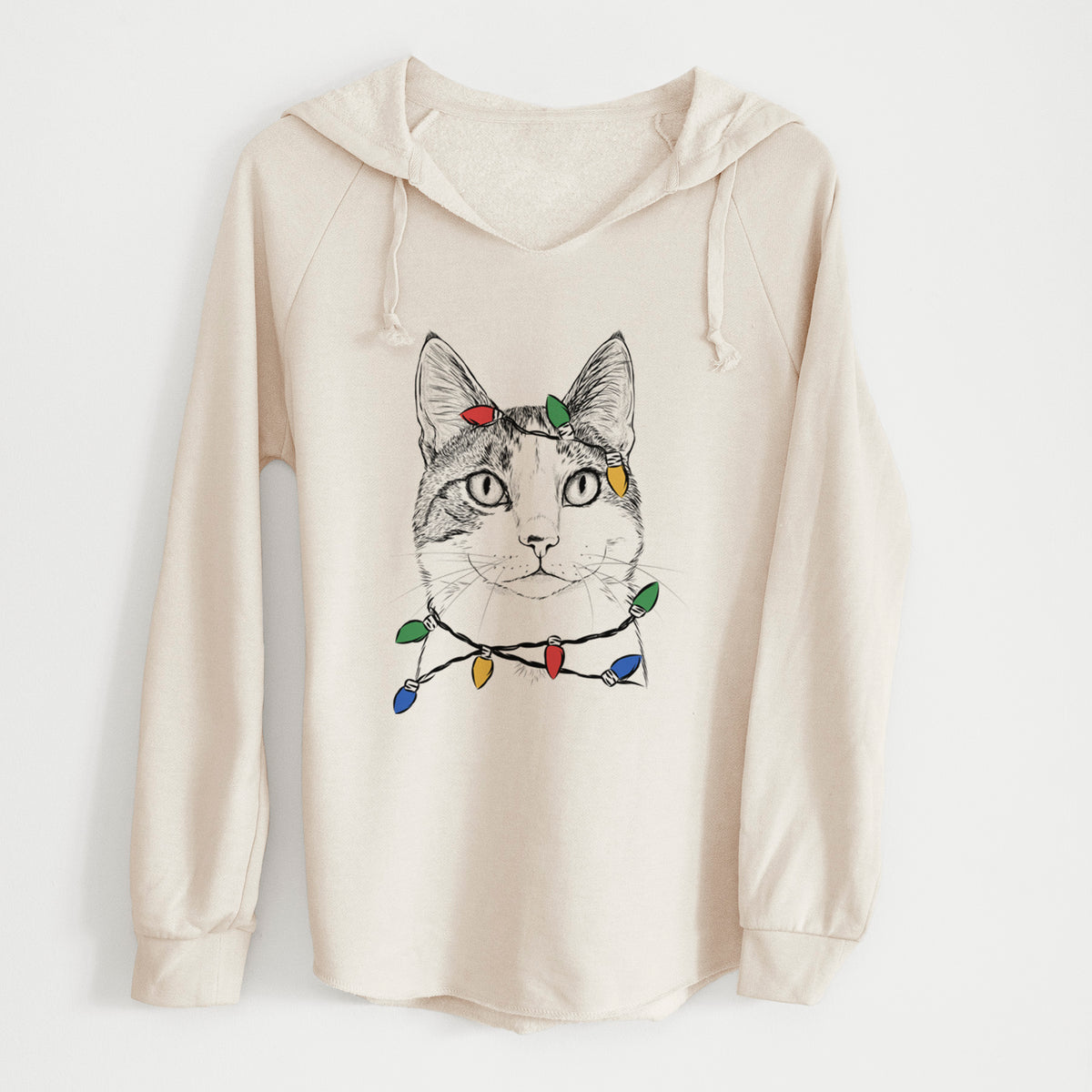 Christmas Lights Mini Griffin the Domestic Shorthair Cat - Cali Wave Hooded Sweatshirt