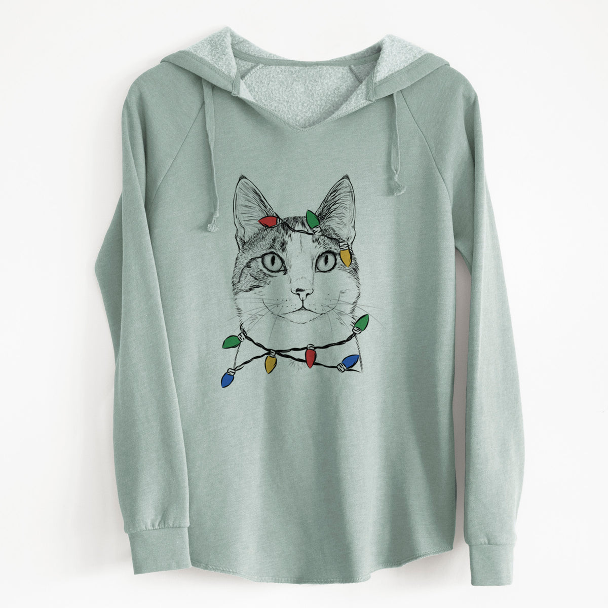 Christmas Lights Mini Griffin the Domestic Shorthair Cat - Cali Wave Hooded Sweatshirt
