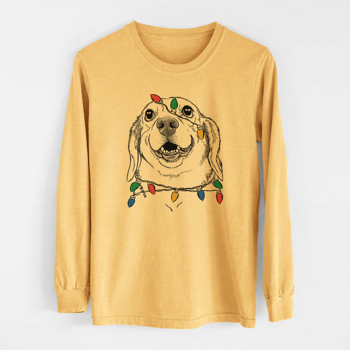 Christmas Lights Minnie the Corgle - Heavyweight 100% Cotton Long Sleeve