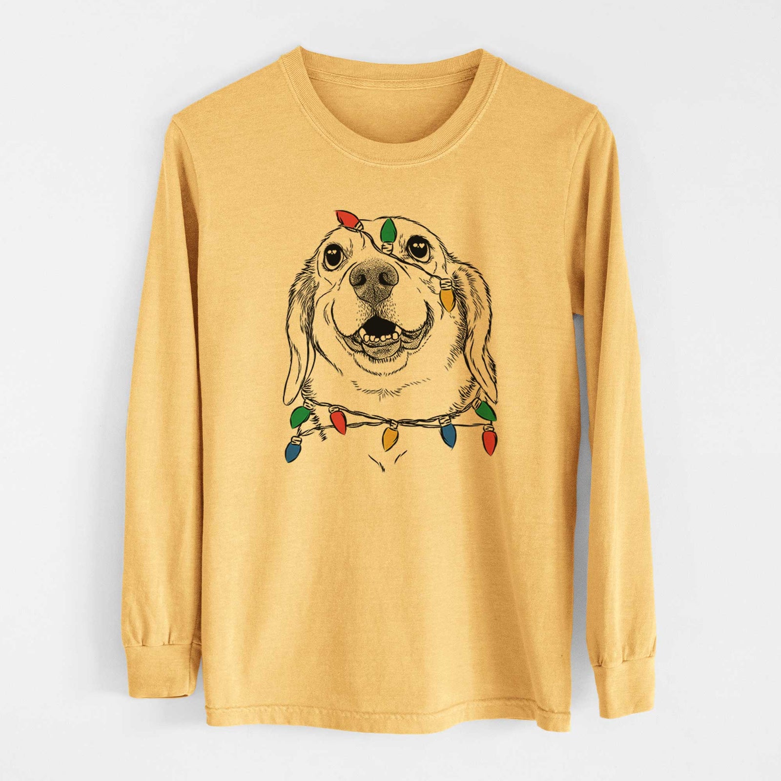 Christmas Lights Minnie the Corgle - Heavyweight 100% Cotton Long Sleeve